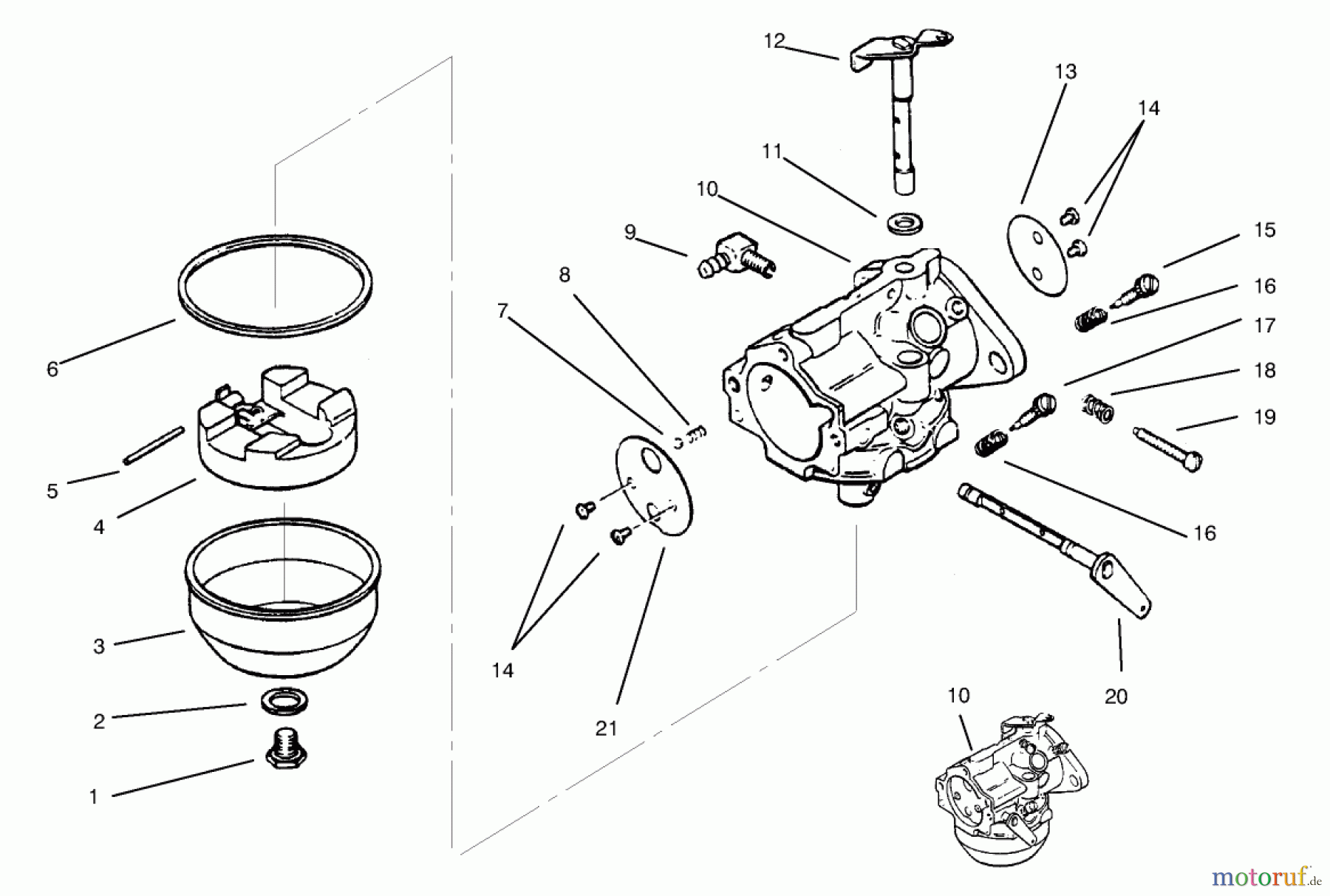  Toro Neu Mowers, Lawn & Garden Tractor Seite 1 73403 (314-H) - Toro 314-H Garden Tractor, 1997 (7900001-7999999) CARBURETOR