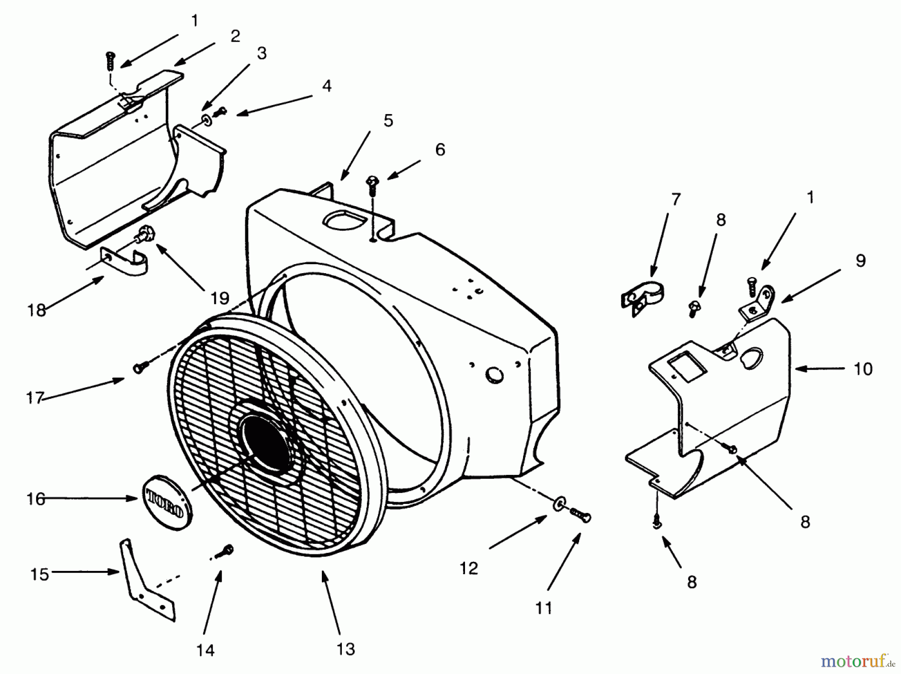 Toro Neu Mowers, Lawn & Garden Tractor Seite 1 73420 (416-8) - Toro 416-8 Garden Tractor, 1994 (4900001-4999999) BLOWER HOUSING