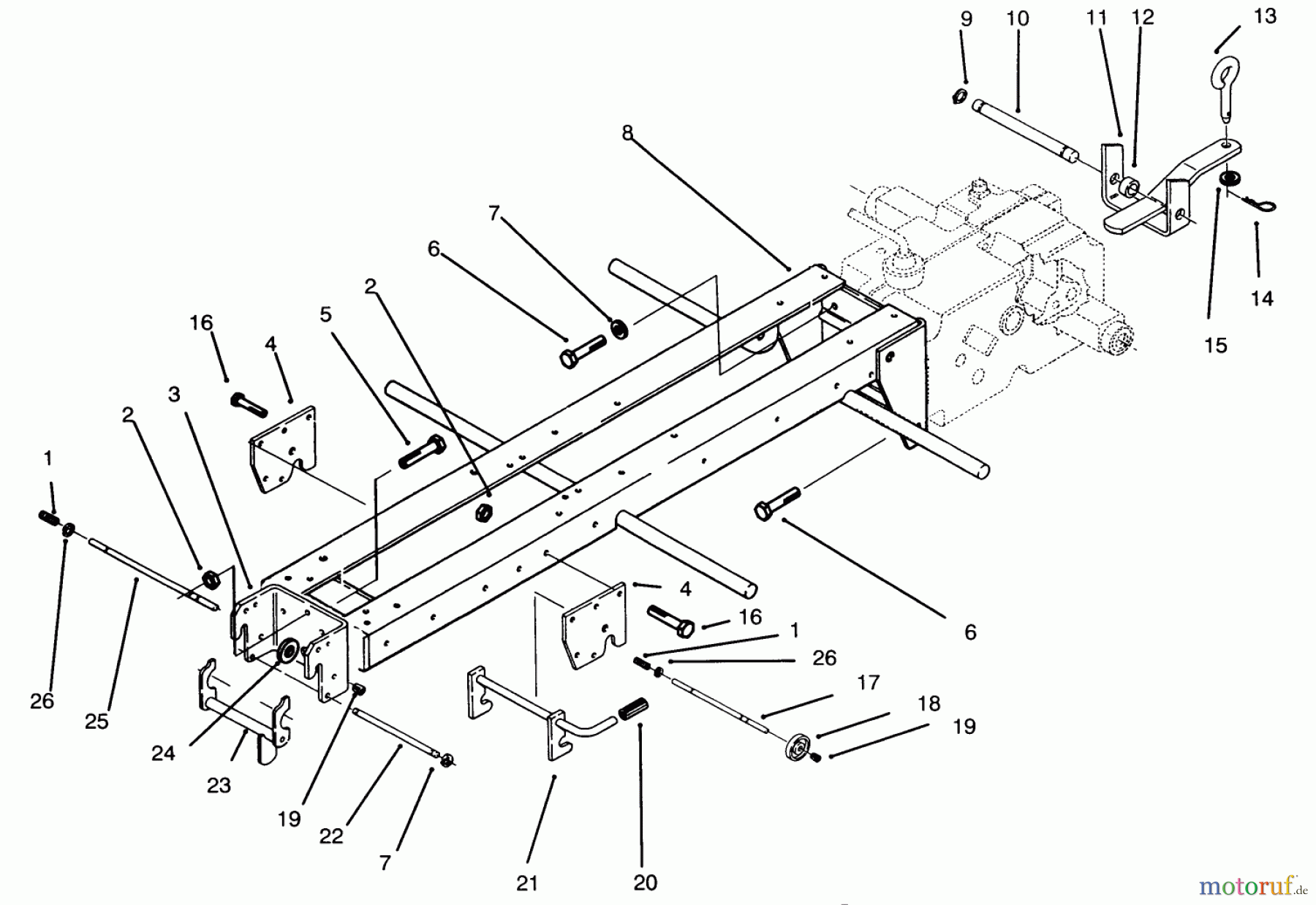 Toro Neu Mowers, Lawn & Garden Tractor Seite 1 73440 (416-8) - Toro 416-8 Garden Tractor, 1994 (4900001-4999999) FRAME & HITCHES