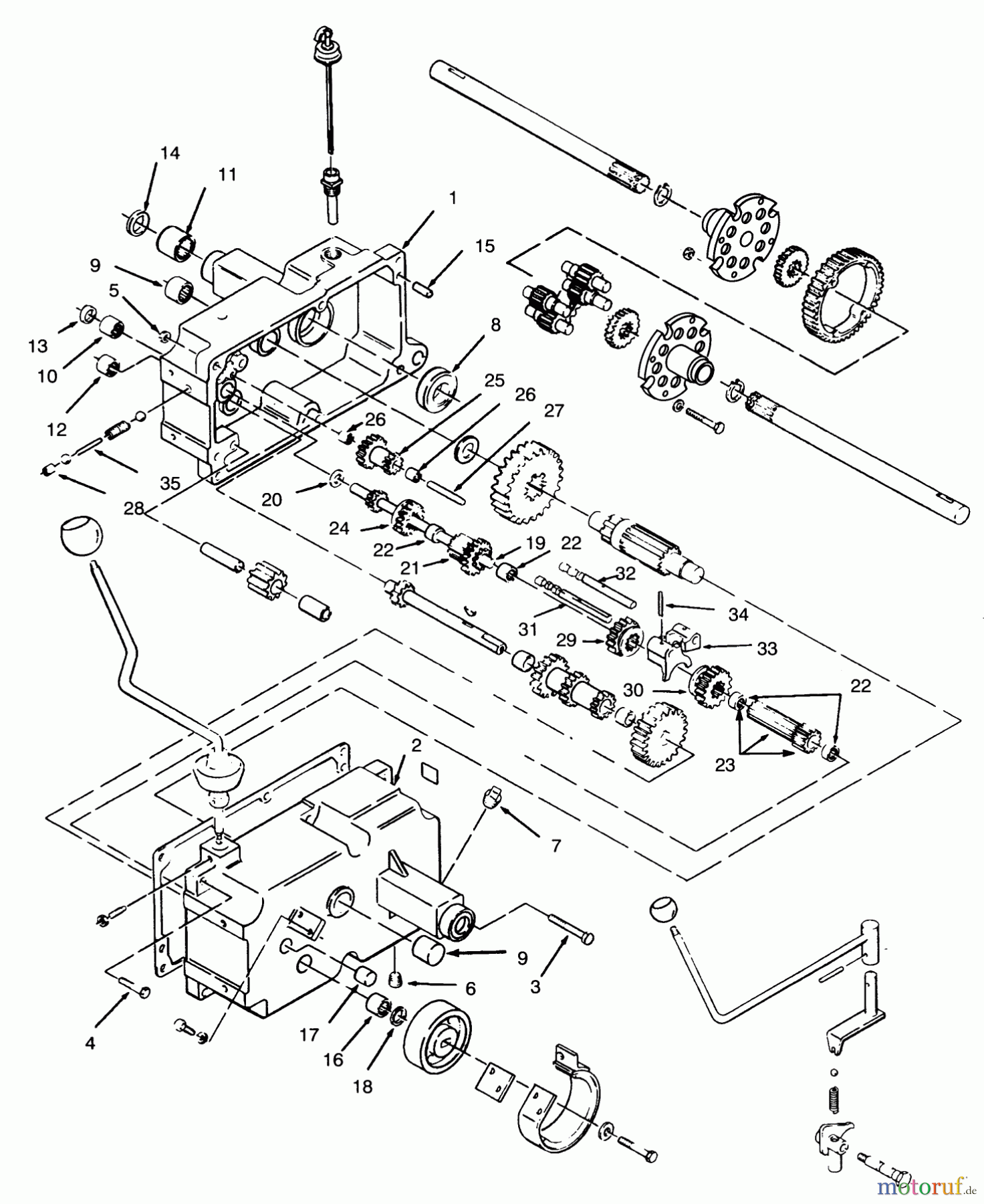  Toro Neu Mowers, Lawn & Garden Tractor Seite 1 73440 (416-8) - Toro 416-8 Garden Tractor, 1995 (5900001-5900222) TRANSMISSION 8-SPEED #1