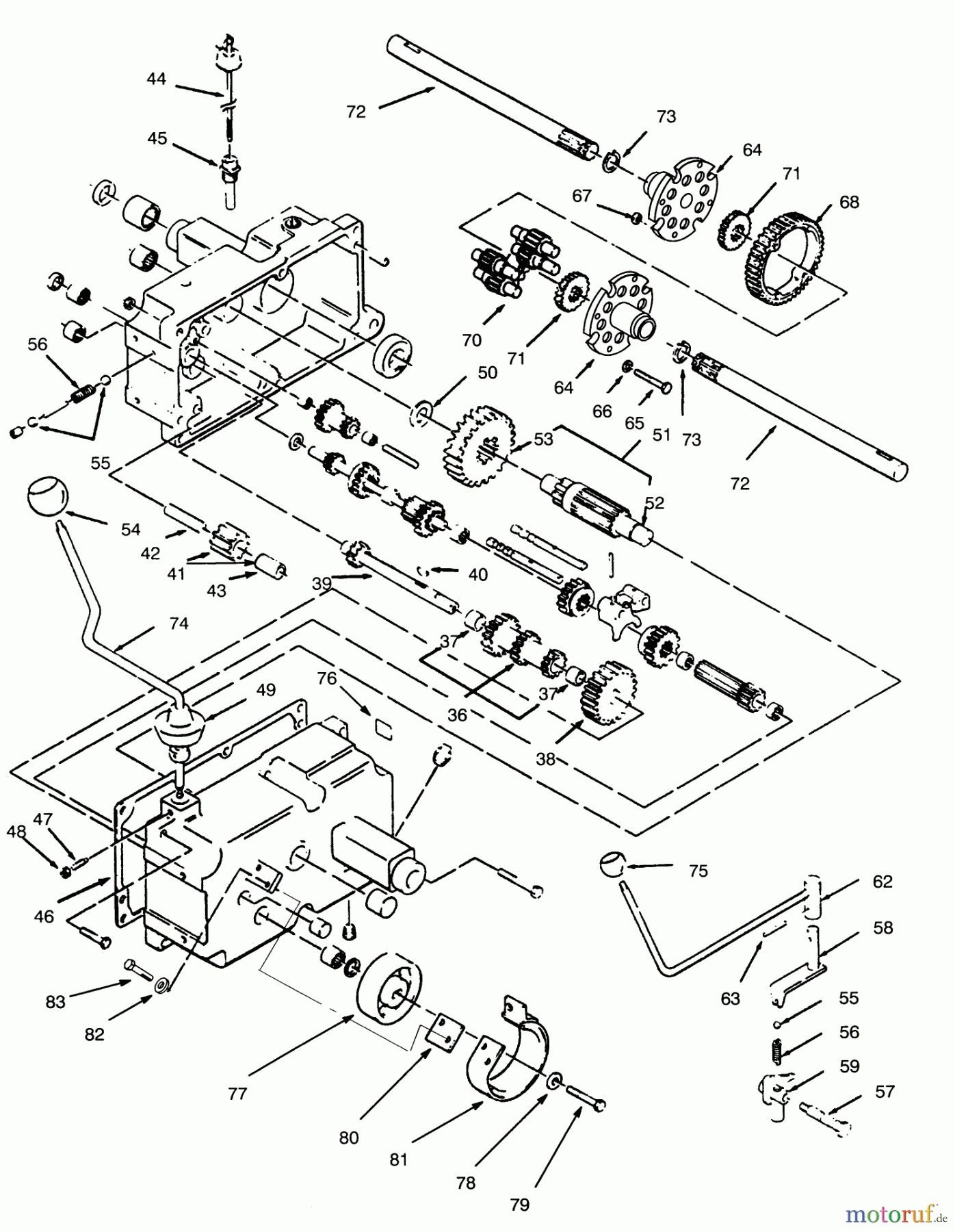 Toro Neu Mowers, Lawn & Garden Tractor Seite 1 73420 (416-8) - Toro 416-8 Garden Tractor, 1995 (5900001-5000614) TRANSMISSION 8-SPEED #2