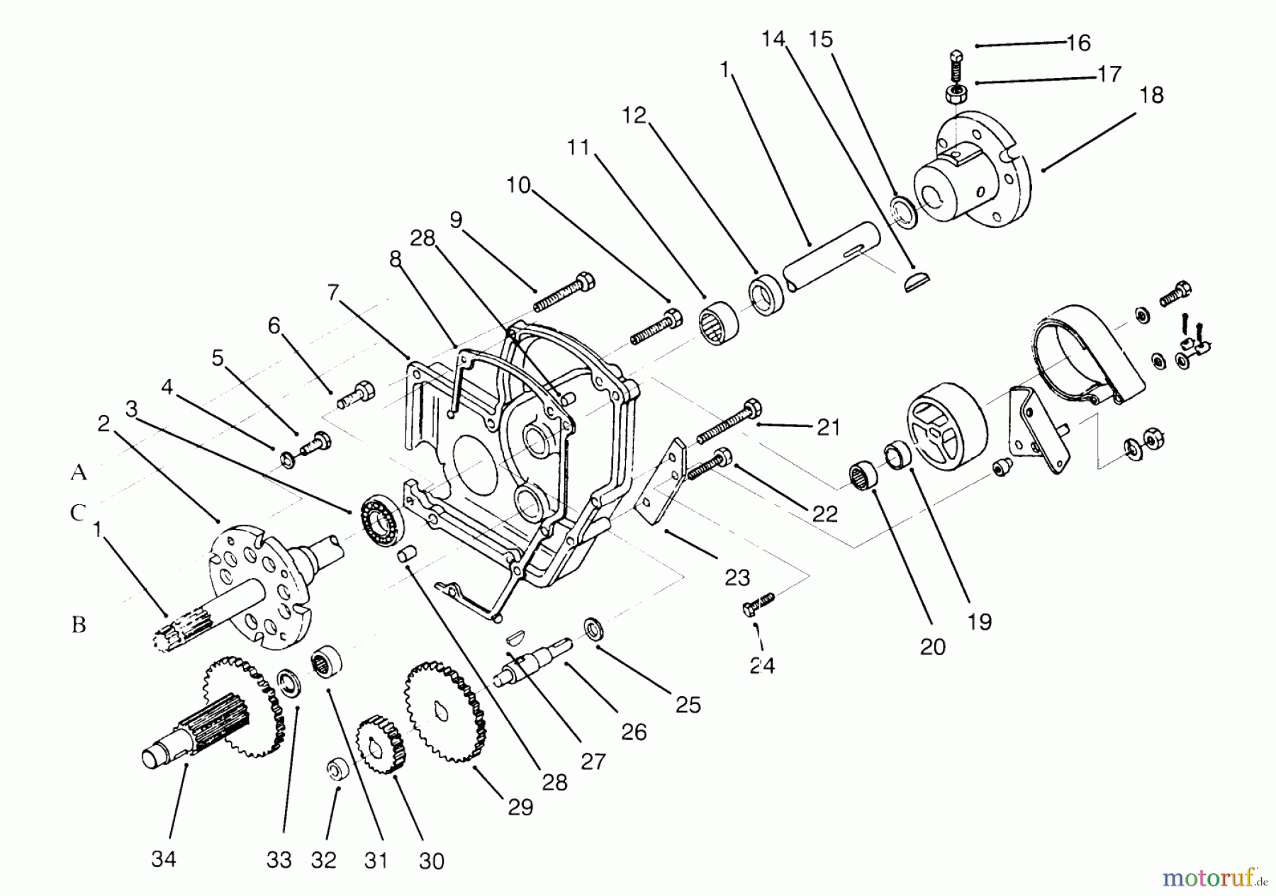 Toro Neu Mowers, Lawn & Garden Tractor Seite 1 73421 (416-H) - Toro 416-H Garden Tractor, 1995 (5900001-5901046) TRANSAXLE ASSEMBLY #2