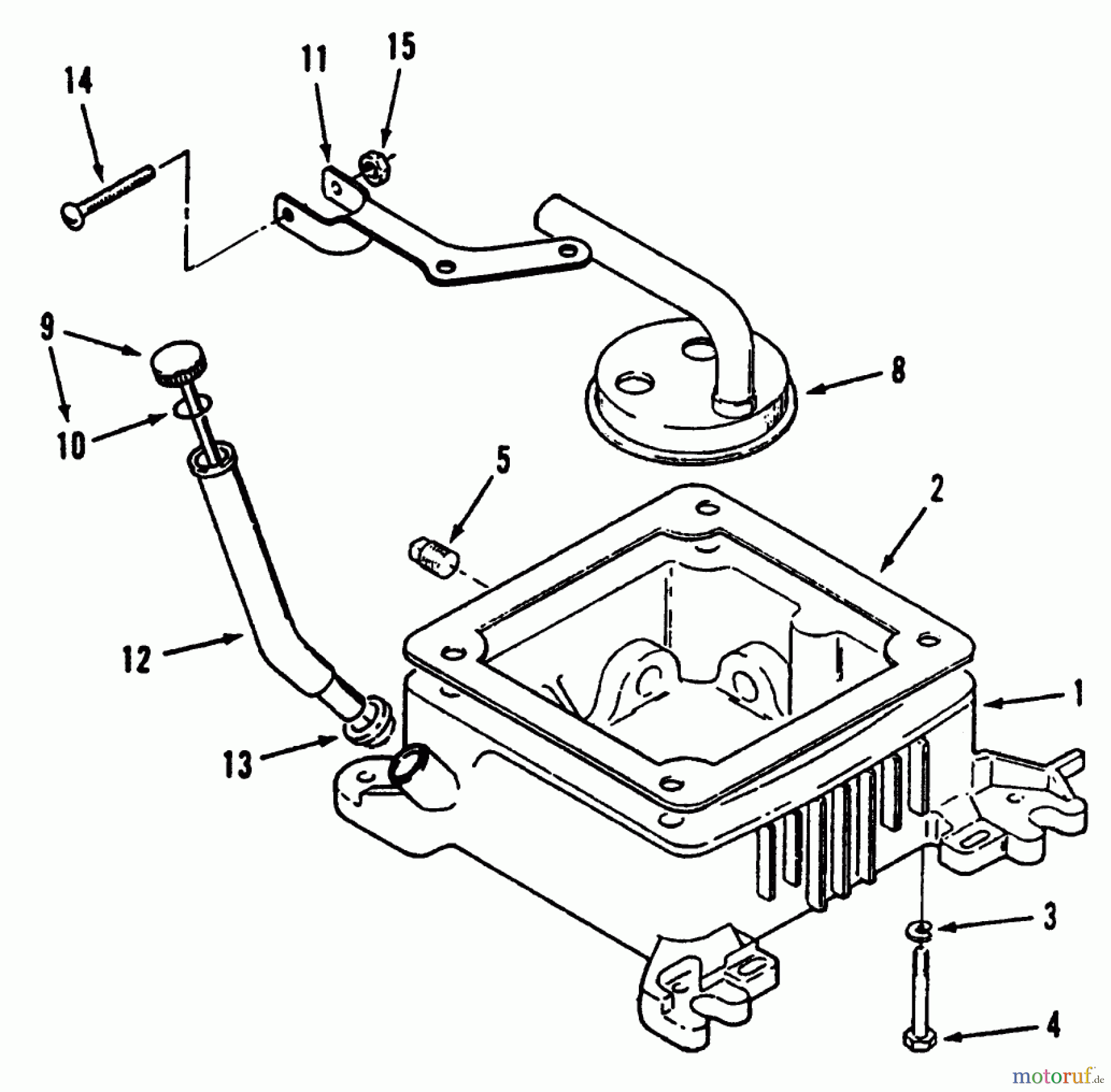 Toro Neu Mowers, Lawn & Garden Tractor Seite 1 73421 (416-H) - Toro 416-H Garden Tractor, 1996 (6900001-6999999) OIL BASE AND FILL TUBE AND BRACKET