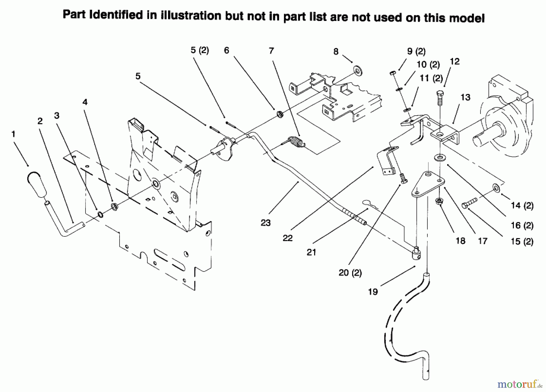 Toro Neu Mowers, Lawn & Garden Tractor Seite 1 73422 (416-8) - Toro 416-8 Garden Tractor, 1996 (6900001-6999999) PTO CLUTCH LINKAGE