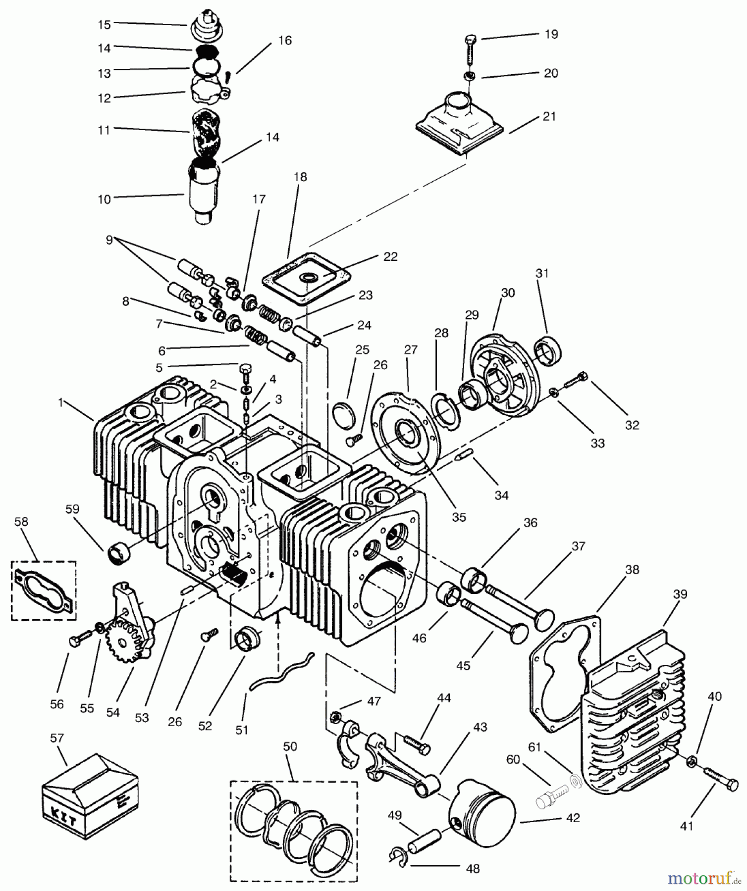 Toro Neu Mowers, Lawn & Garden Tractor Seite 1 73422 (416-8) - Toro 416-8 Garden Tractor, 1997 (7900001-7999999) ENGINE CYLINDER BLOCK