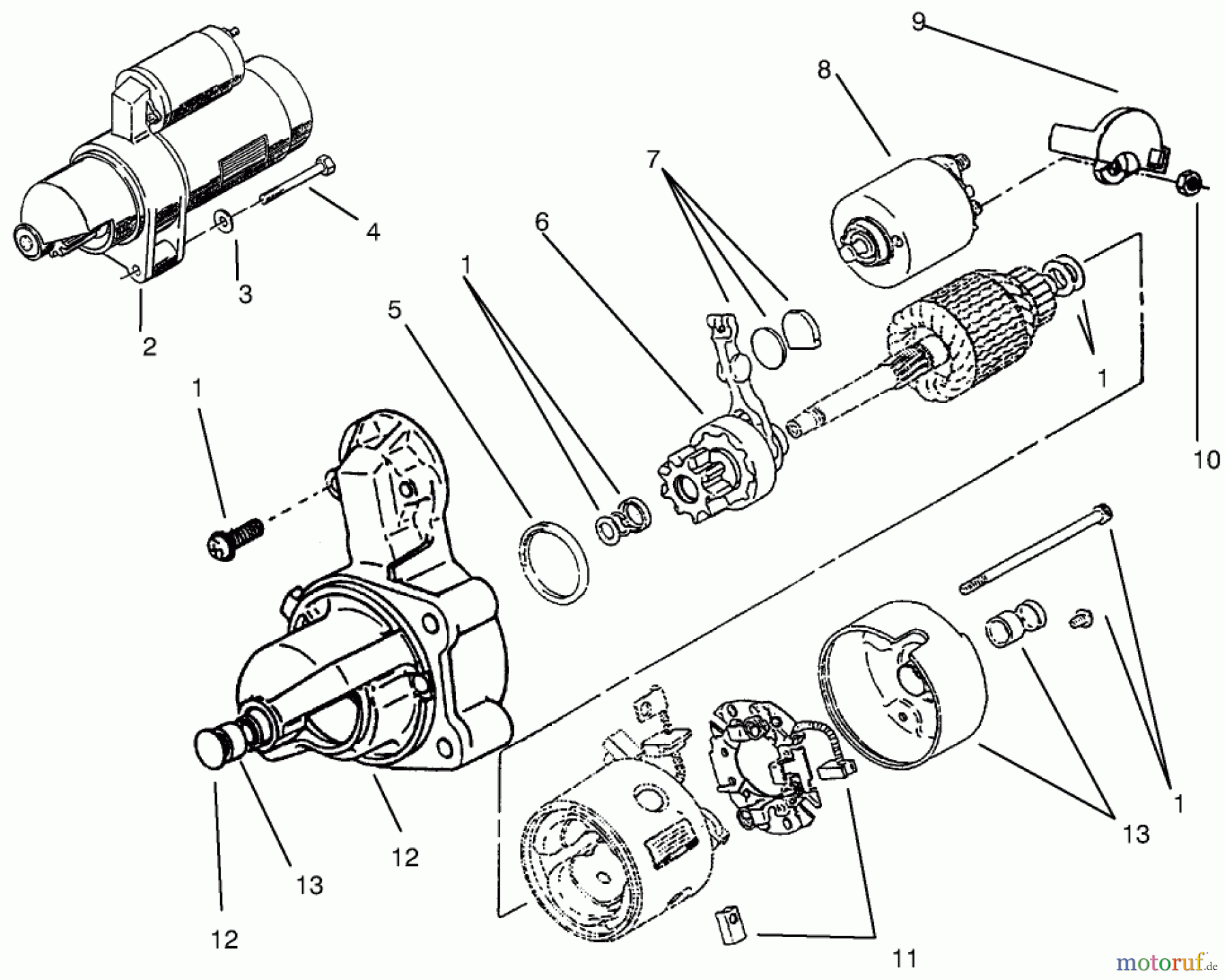 Toro Neu Mowers, Lawn & Garden Tractor Seite 1 73422 (416-8) - Toro 416-8 Garden Tractor, 1997 (7900001-7999999) STARTER