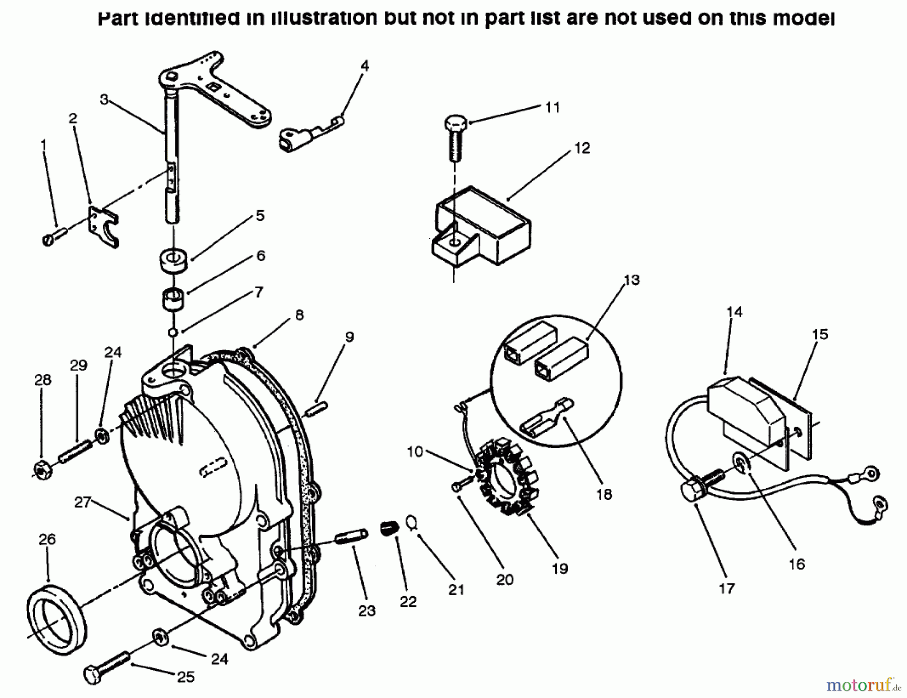  Toro Neu Mowers, Lawn & Garden Tractor Seite 1 73423 (416-H) - Toro 416-H Garden Tractor, 1996 (6900001-6999999) GEAR CASE & IGNITION CONTROLS