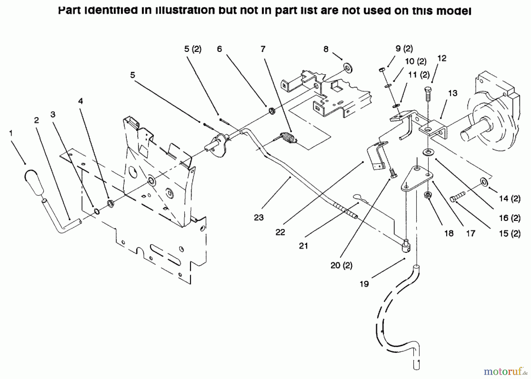Toro Neu Mowers, Lawn & Garden Tractor Seite 1 73423 (416-H) - Toro 416-H Garden Tractor, 1996 (6900001-6999999) PTO CLUTCH LINKAGE