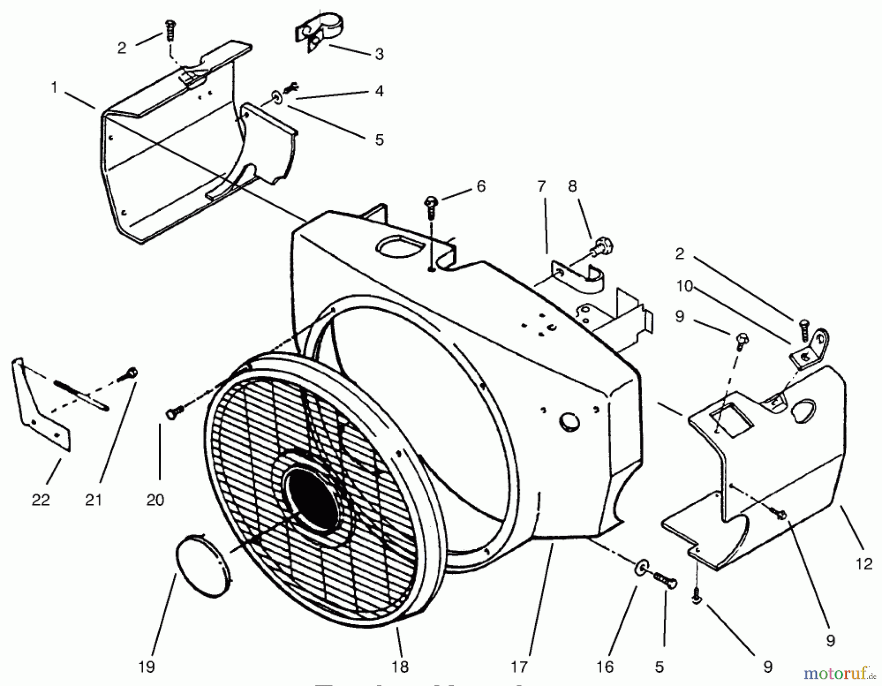  Toro Neu Mowers, Lawn & Garden Tractor Seite 1 73423 (416-H) - Toro 416-H Garden Tractor, 1997 (7900001-7999999) ENGINE HOUSING