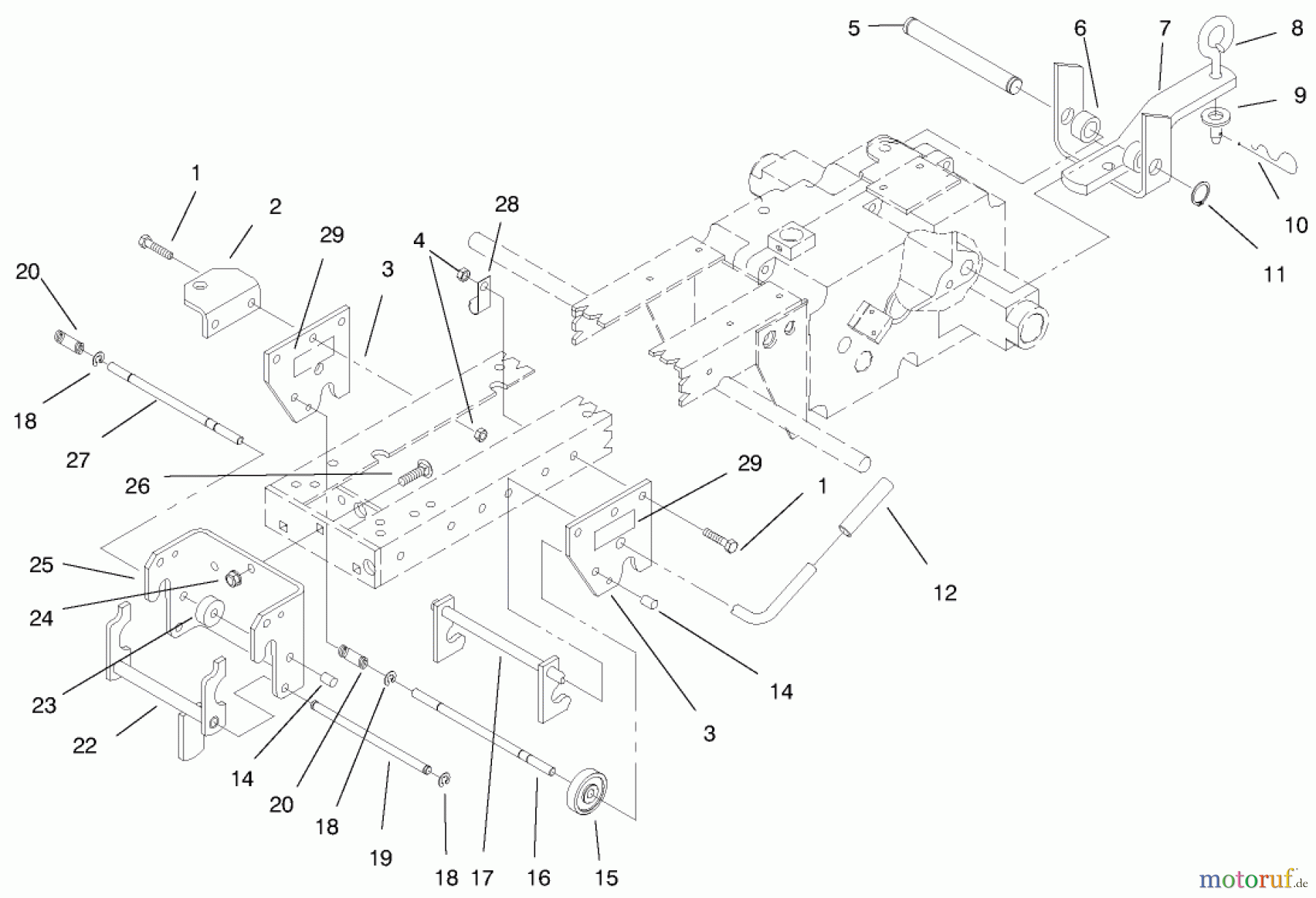 Toro Neu Mowers, Lawn & Garden Tractor Seite 1 73423 (416-H) - Toro 416-H Garden Tractor, 1997 (7900001-7999999) HITCH ASSEMBLY