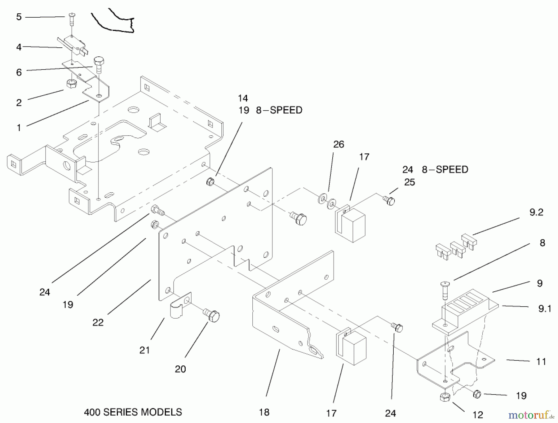 Toro Neu Mowers, Lawn & Garden Tractor Seite 1 73423 (416-H) - Toro 416-H Garden Tractor, 1997 (7900001-7999999) HOODSTAND ELECTRICAL HOUSING & WIRE HARNESS
