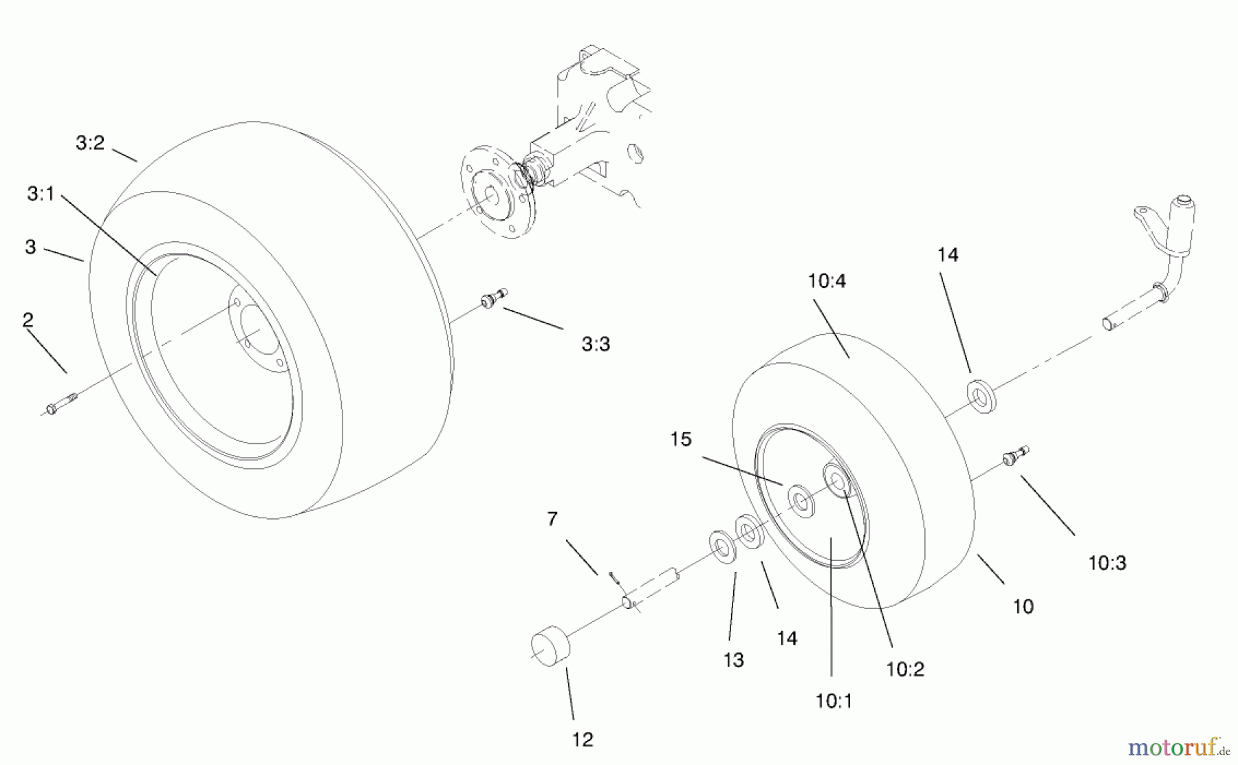 Toro Neu Mowers, Lawn & Garden Tractor Seite 1 73428 (312-8) - Toro 312-8 Garden Tractor, 1998 (8900001-8900499) WHEEL ASSEMBLIES