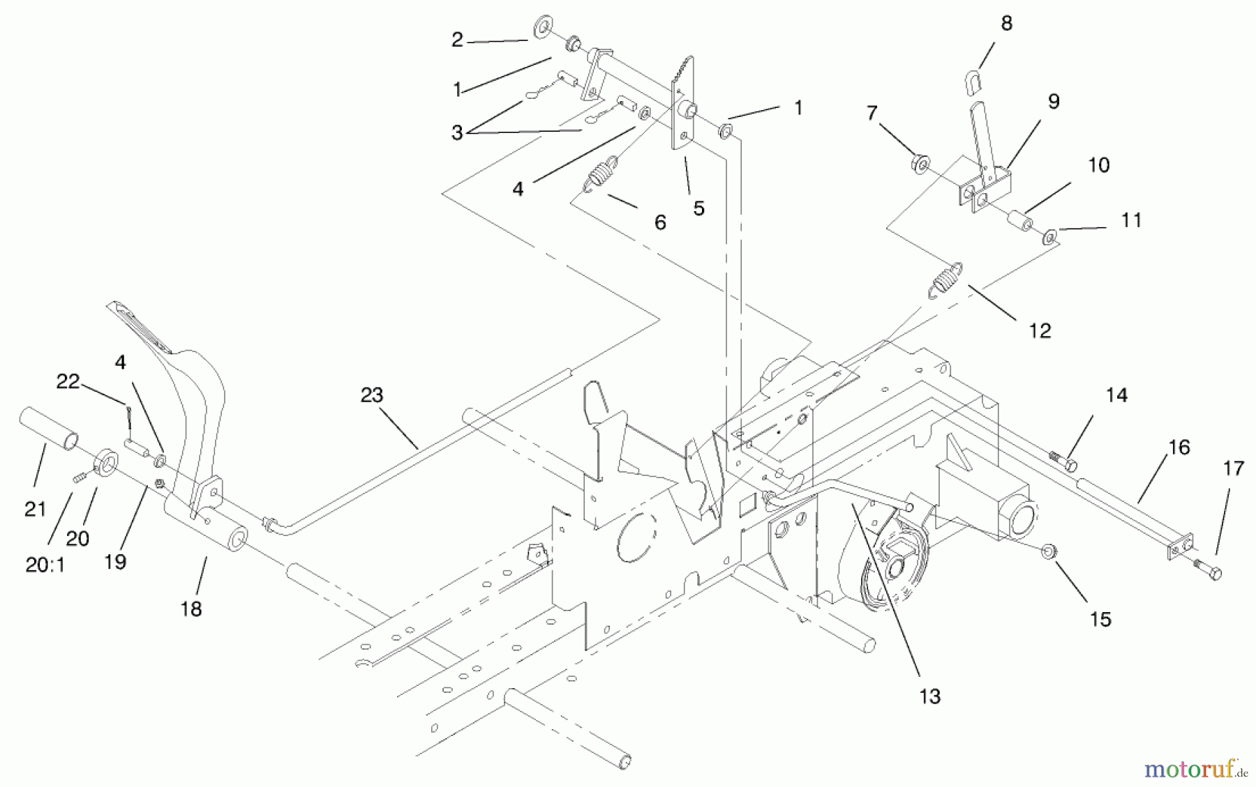 Toro Neu Mowers, Lawn & Garden Tractor Seite 1 73429 (312-8) - Toro 312-8 Garden Tractor, 1999 (9900001-9999999) BRAKE SYSTEM ASSEMBLY