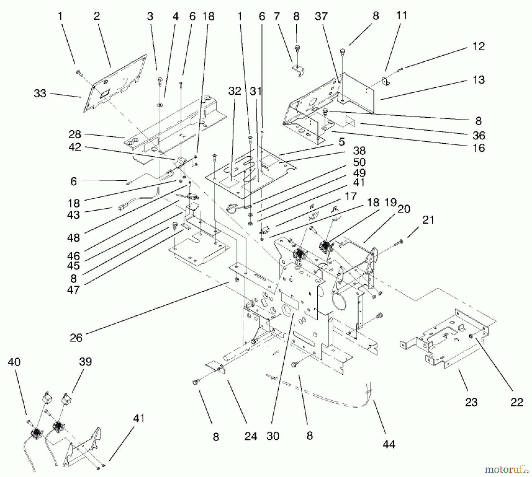  Toro Neu Mowers, Lawn & Garden Tractor Seite 1 73429 (312-8) - Toro 312-8 Garden Tractor, 1999 (9900001-9999999) HOODSTAND, CONSOLE ASSEMBLY