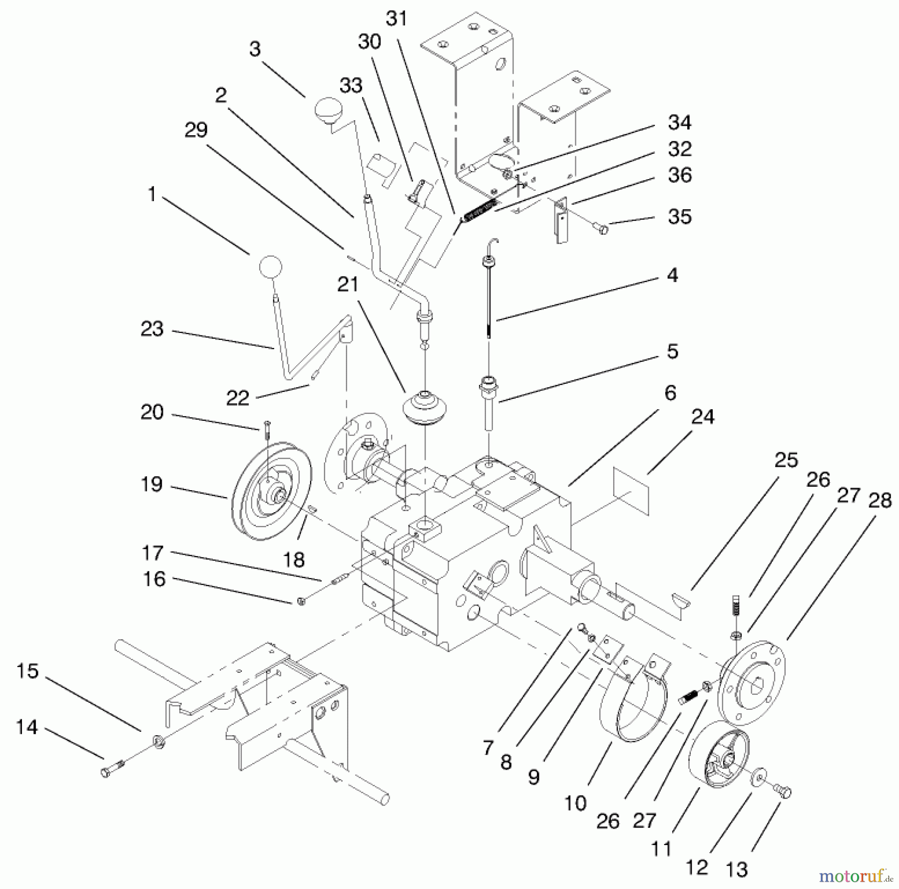  Toro Neu Mowers, Lawn & Garden Tractor Seite 1 73429 (312-8) - Toro 312-8 Garden Tractor, 1999 (9900001-9999999) TRANSAXLE ASSEMBLY