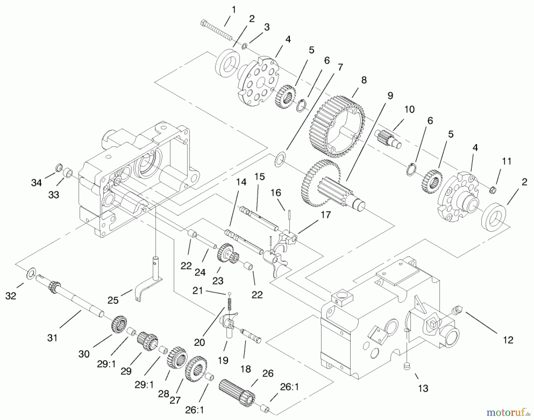 Toro Neu Mowers, Lawn & Garden Tractor Seite 1 73429 (312-8) - Toro 312-8 Garden Tractor, 1999 (9900001-9999999) TRANSMISSION 8-SPEED 8 PINION (MODEL 73449 ONLY) #2