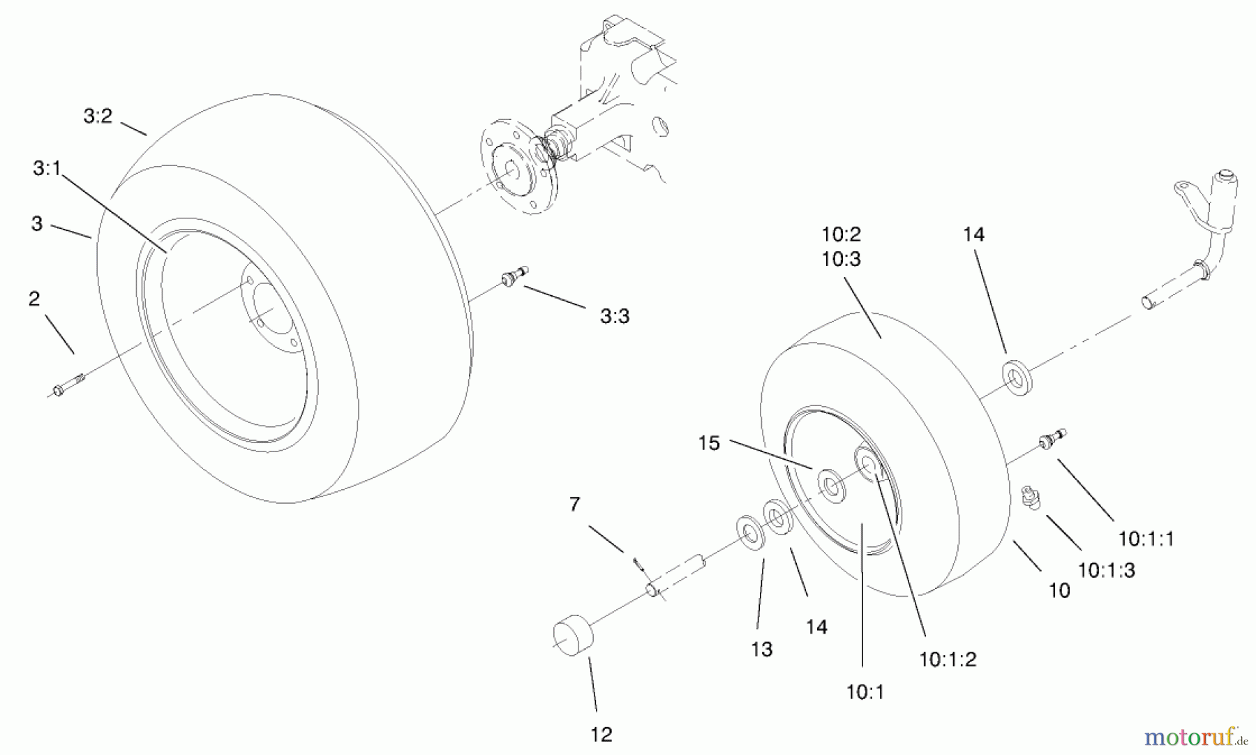  Toro Neu Mowers, Lawn & Garden Tractor Seite 1 73429 (312-8) - Toro 312-8 Garden Tractor, 1999 (9900001-9999999) WHEELS ASSEMBLY