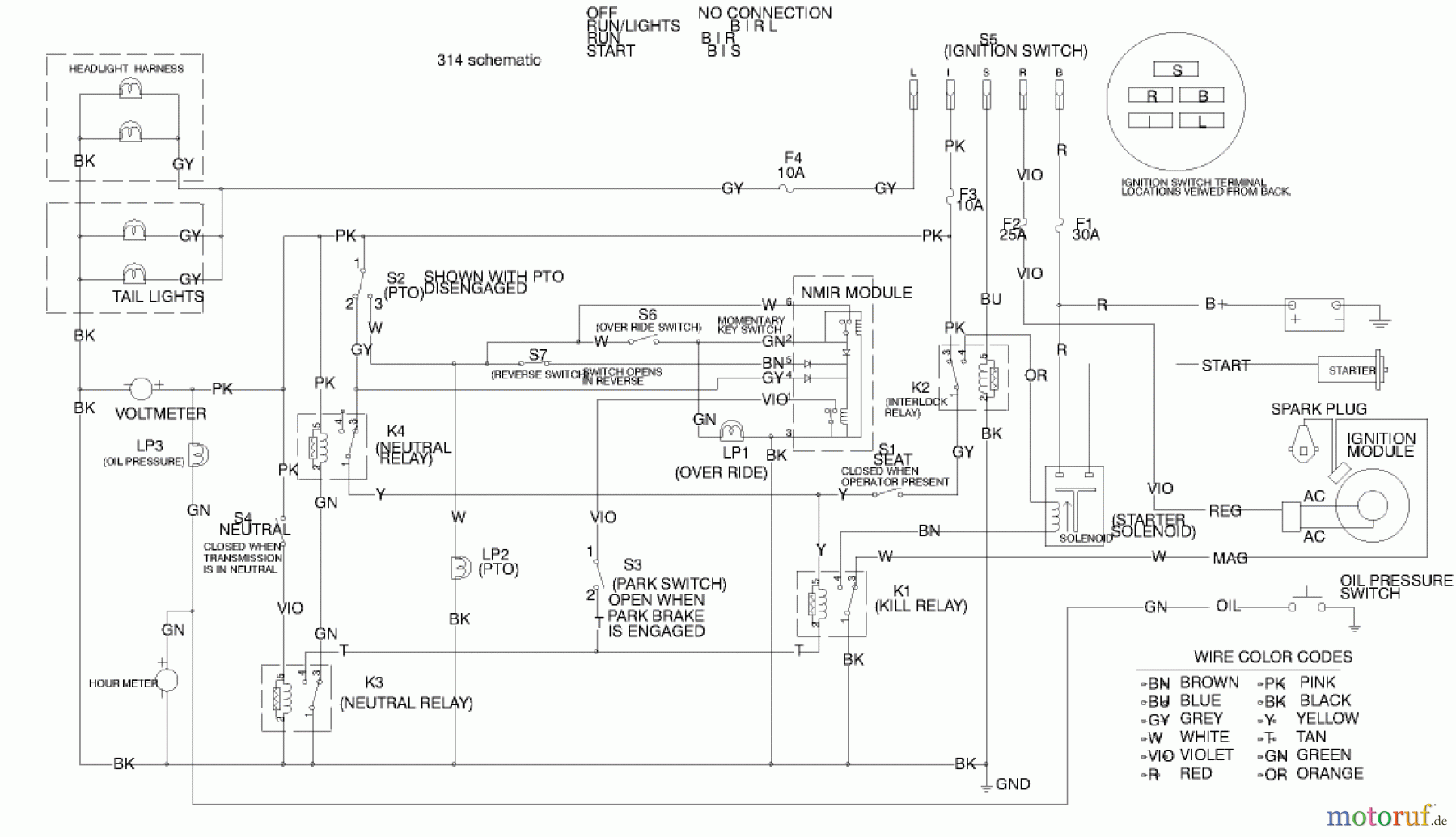 Toro Neu Mowers, Lawn & Garden Tractor Seite 1 73449 (314-8) - Toro 314-8 Garden Tractor, 2000 (200000001-200999999) ELECTRICAL SCHEMATIC (MODEL 73449 ONLY)