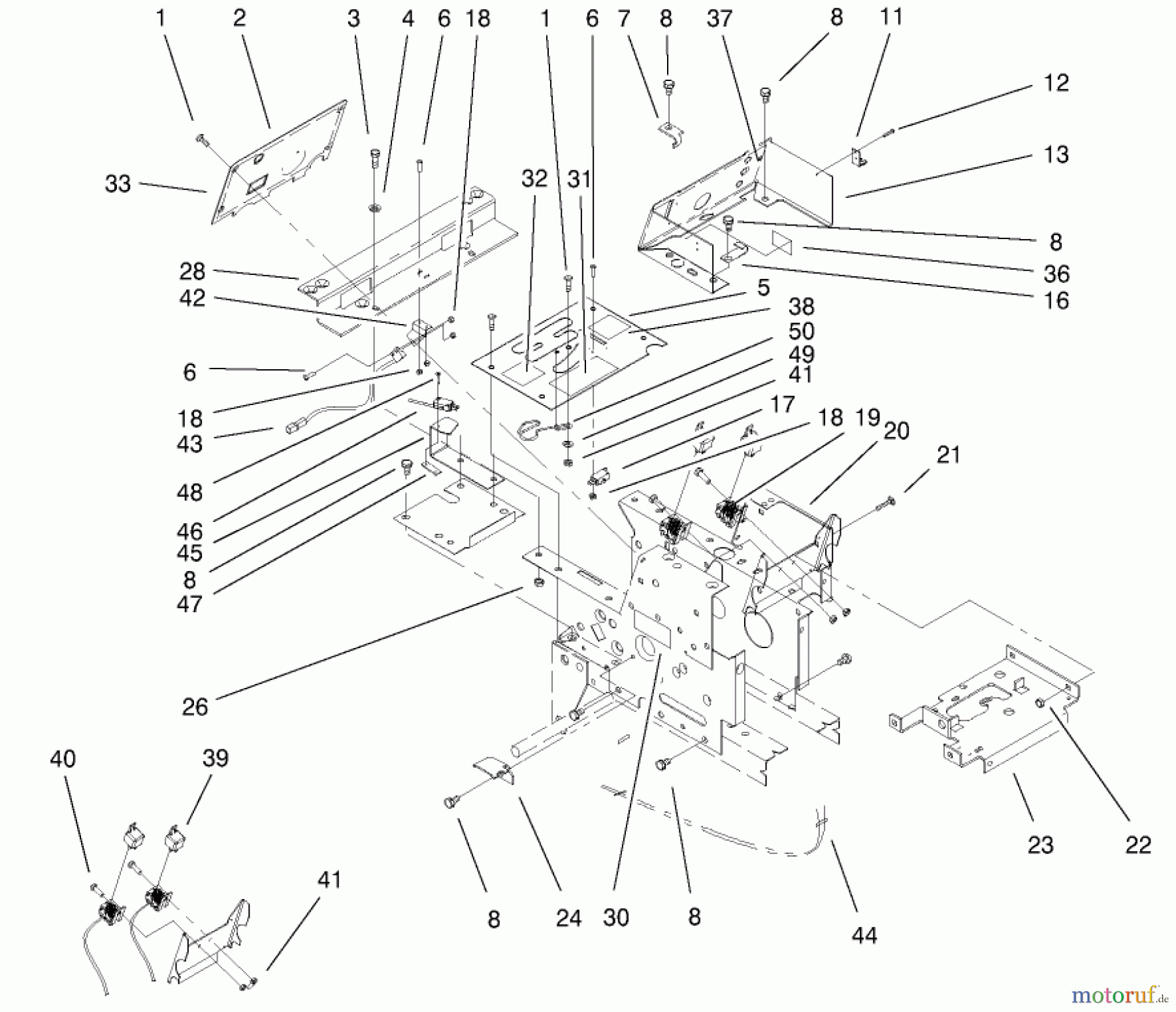 Toro Neu Mowers, Lawn & Garden Tractor Seite 1 73449 (314-8) - Toro 314-8 Garden Tractor, 2000 (200000001-200999999) HOODSTAND, CONSOLE ASSEMBLY
