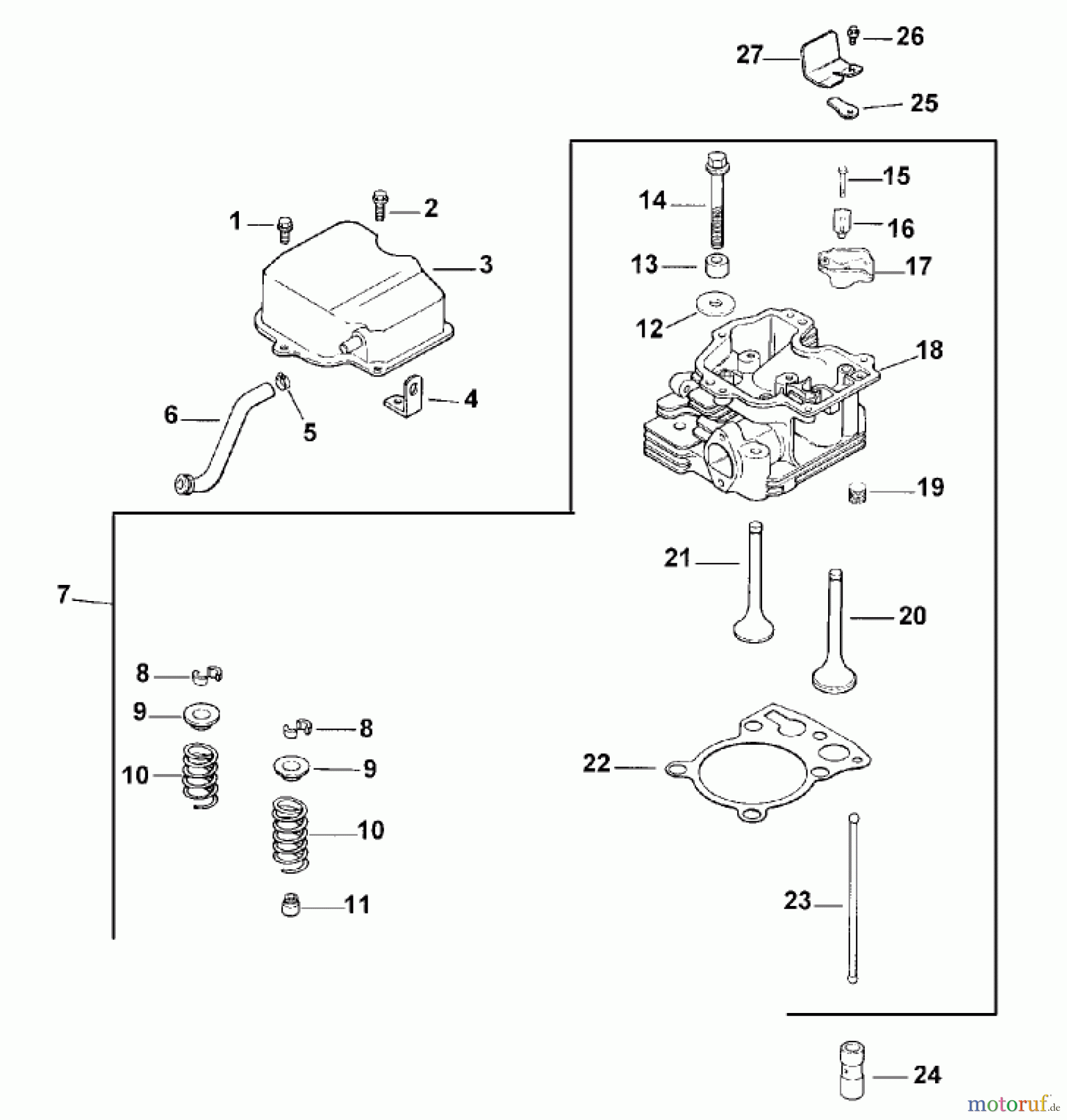 Toro Neu Mowers, Lawn & Garden Tractor Seite 1 73429 (312-8) - Toro 312-8 Garden Tractor, 2001 (210000001-210999999) CYLINDER HEAD/VALVE AND BREATHER (MODEL 73449 ONLY)