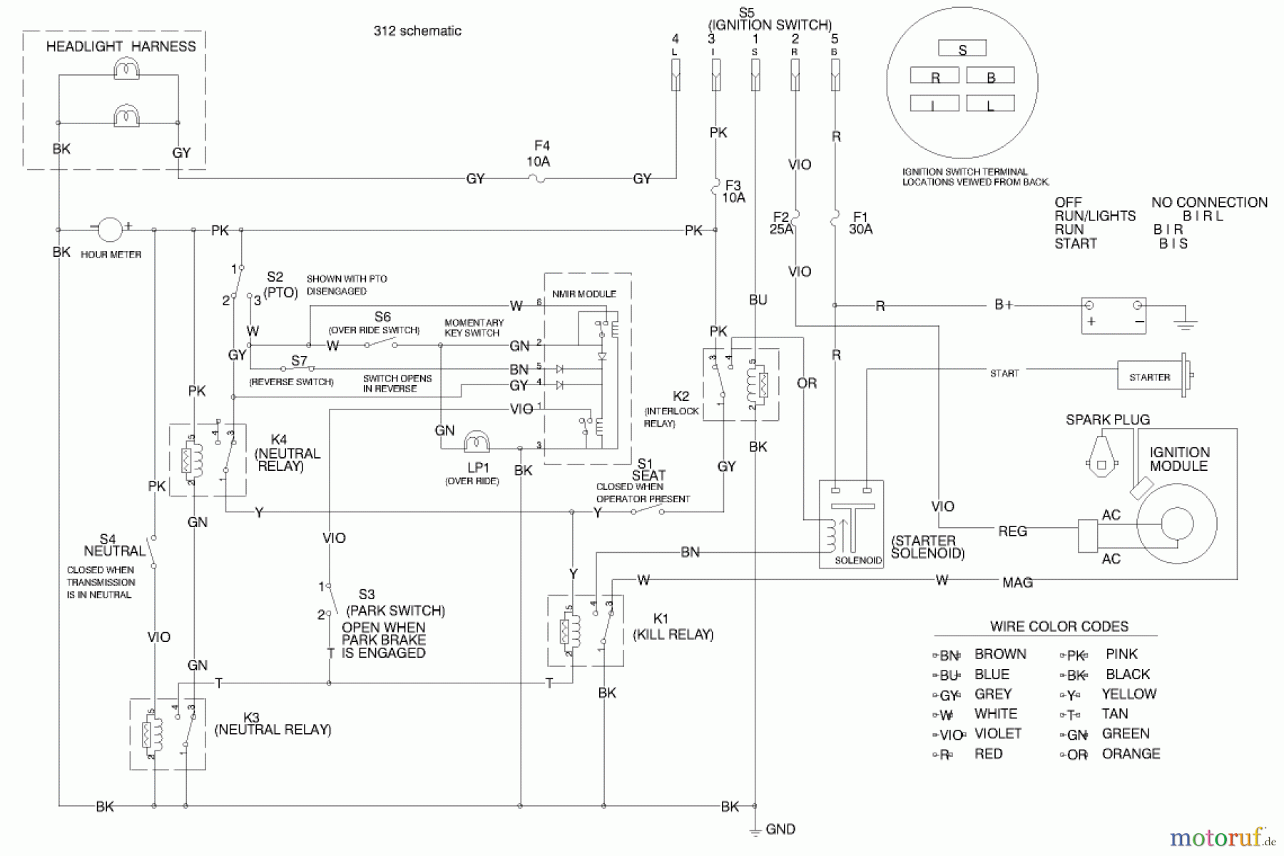  Toro Neu Mowers, Lawn & Garden Tractor Seite 1 73429 (312-8) - Toro 312-8 Garden Tractor, 2001 (210000001-210999999) ELECTRICAL SCHEMATIC (MODEL 73429 ONLY) #1