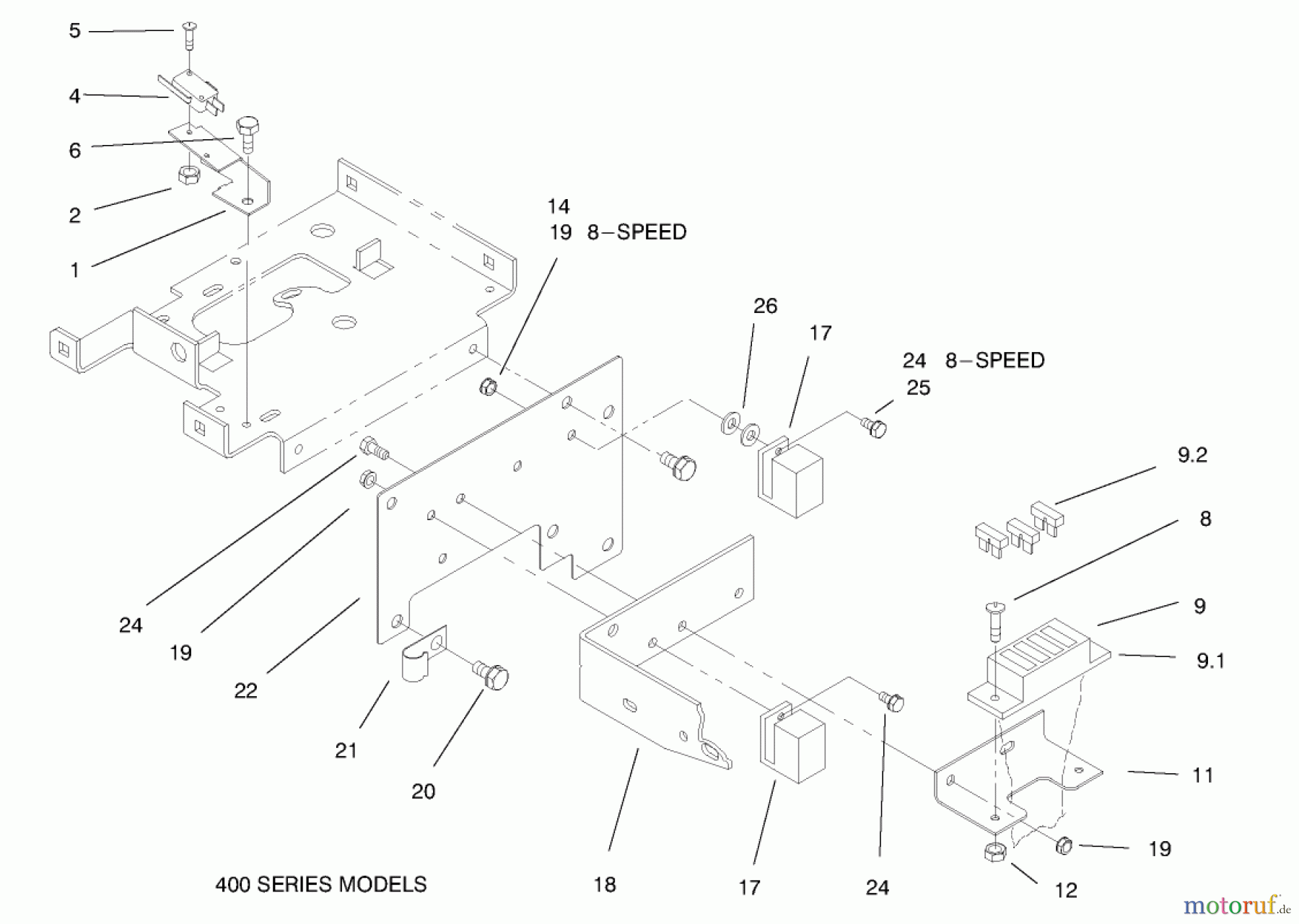 Toro Neu Mowers, Lawn & Garden Tractor Seite 1 73441 (416-8) - Toro 416-8 Garden Tractor, 1997 (7900001-7999999) HOODSTAND ELECTRICAL HOUSING & WIRE HARNESS