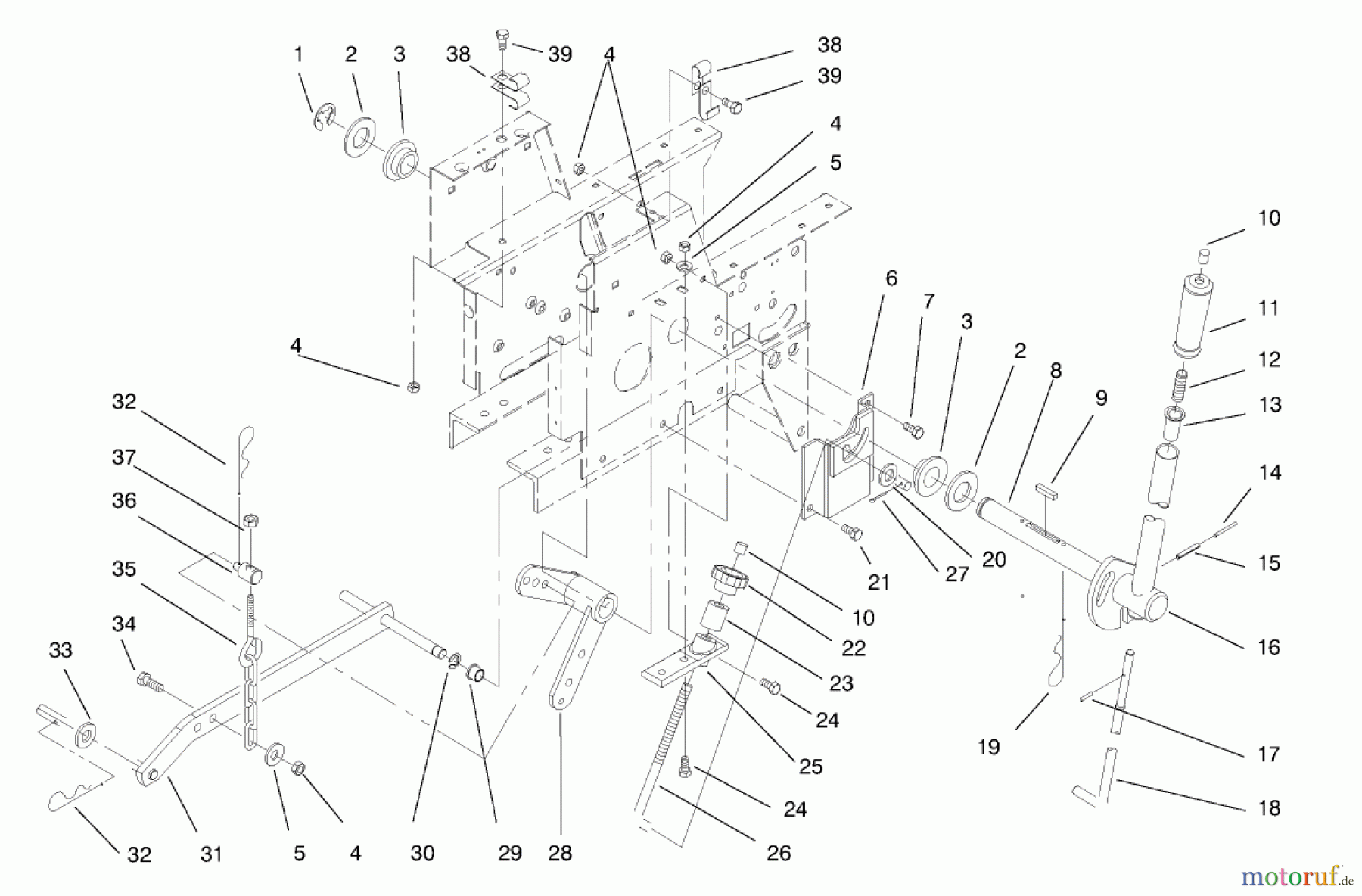Toro Neu Mowers, Lawn & Garden Tractor Seite 1 73441 (416-8) - Toro 416-8 Garden Tractor, 1997 (7900001-7999999) MANUAL LIFT SYSTEM