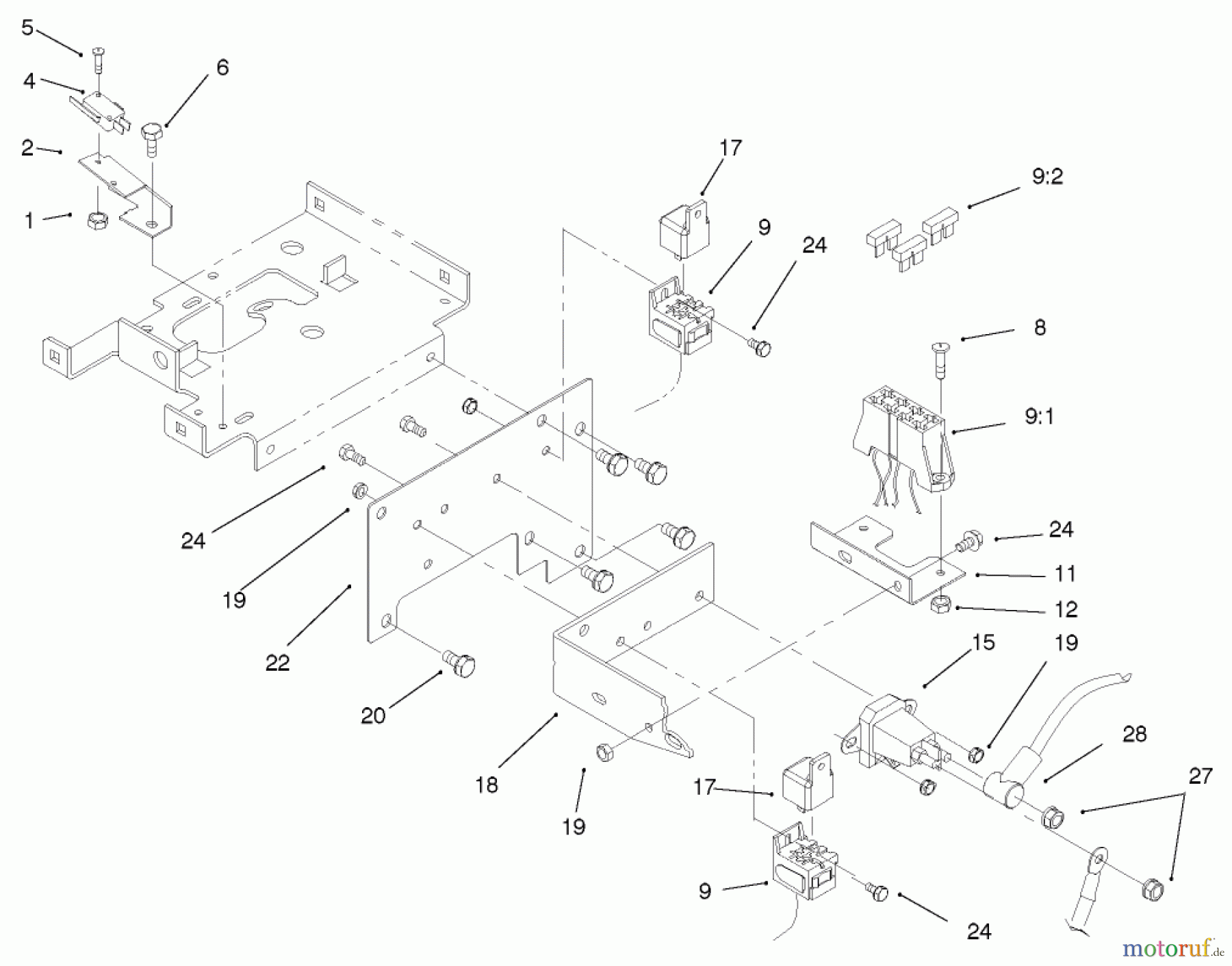 Toro Neu Mowers, Lawn & Garden Tractor Seite 1 73448 (314-8) - Toro 314-8 Garden Tractor, 1998 (8900500-8999999) HOODSTAND ELECTRICAL HOUSING & WIRE HARNESS