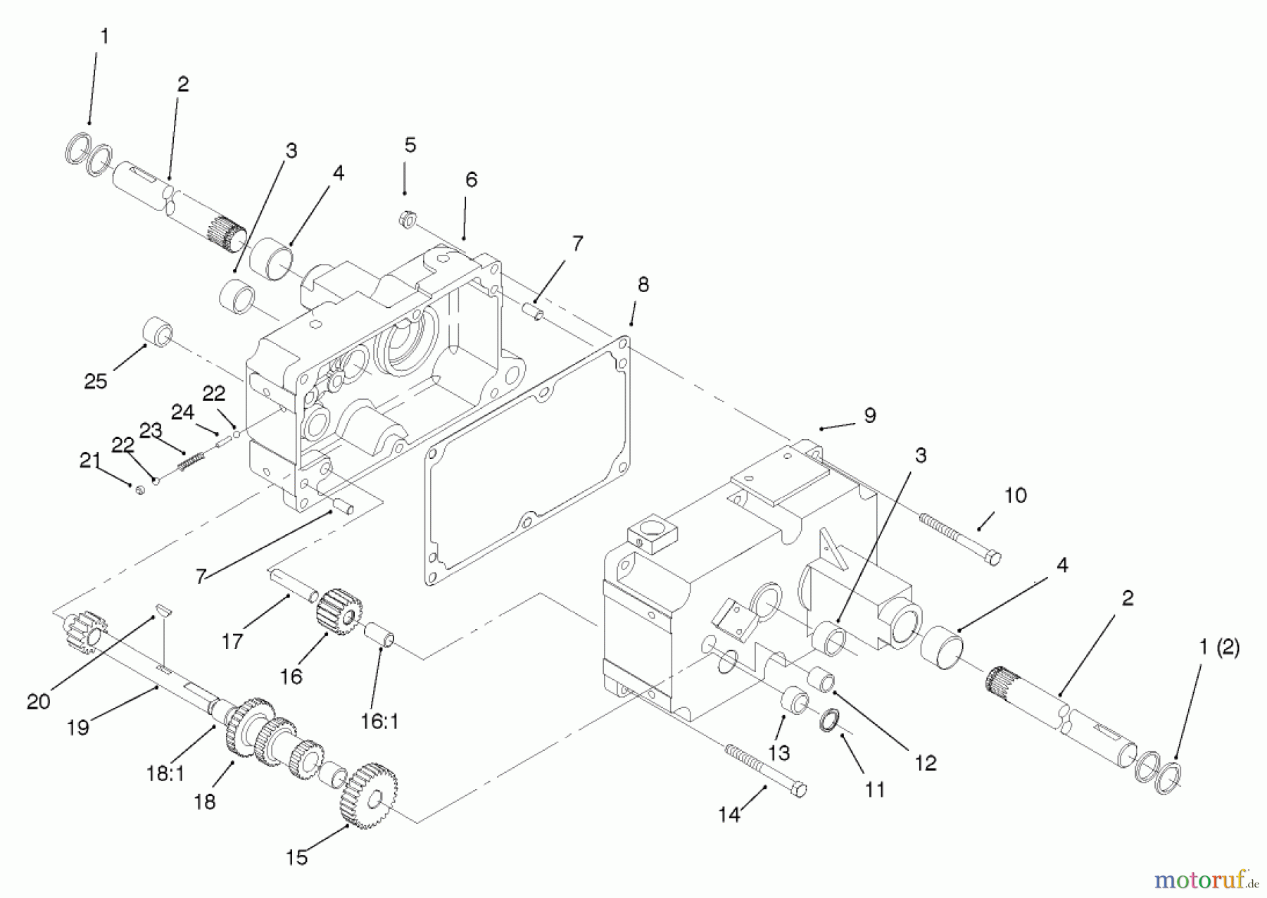 Toro Neu Mowers, Lawn & Garden Tractor Seite 1 73448 (314-8) - Toro 314-8 Garden Tractor, 1998 (8900500-8999999) TRANSMISSION 8-SPEED 8 PINION #1