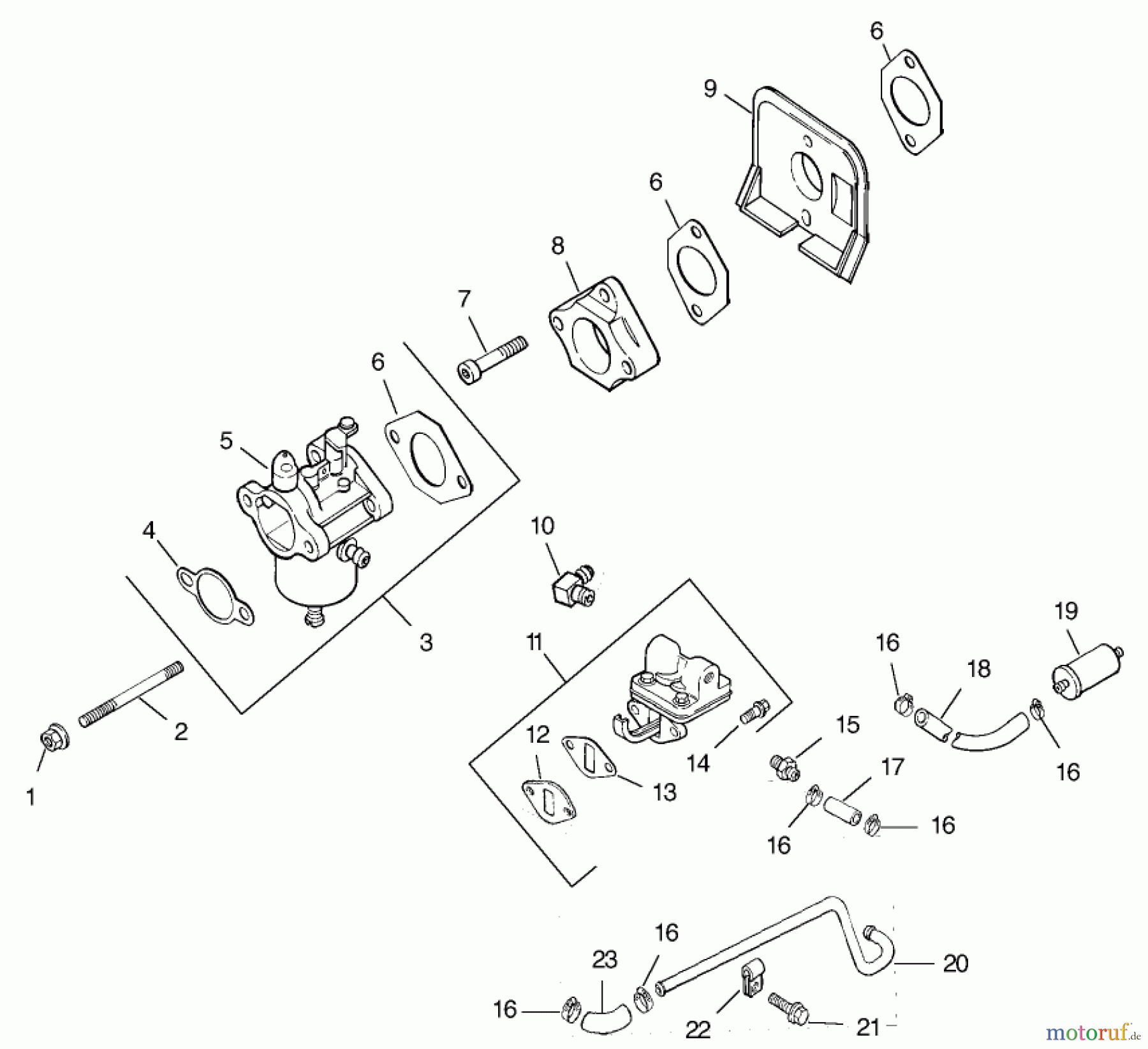 Toro Neu Mowers, Lawn & Garden Tractor Seite 1 73450 (315-8) - Toro 315-8 Garden Tractor, 2002 (220000001-220999999) FUEL SYSTEM ASSEMBLY KOHLER MODEL CH15S-44533