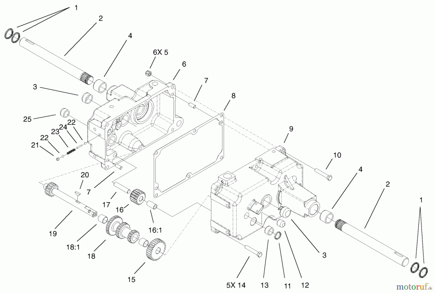 Toro Neu Mowers, Lawn & Garden Tractor Seite 1 73450 (315-8) - Toro 315-8 Garden Tractor, 2002 (220000001-220999999) TRANSMISSION CASE ASSEMBLY