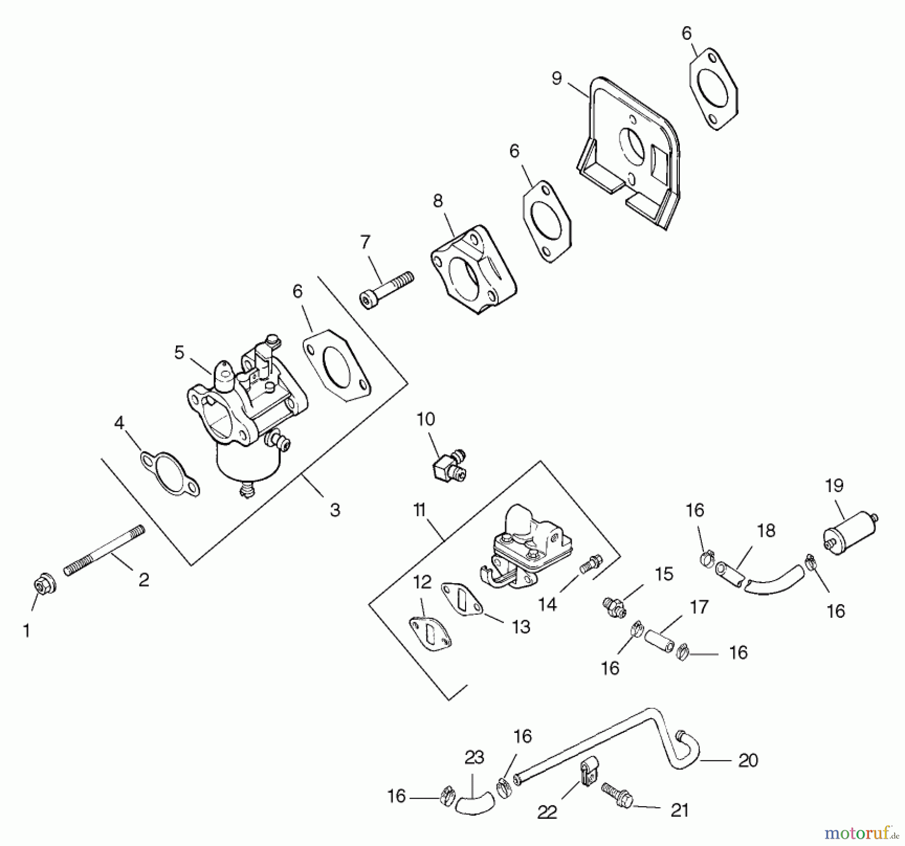 Toro Neu Mowers, Lawn & Garden Tractor Seite 1 73450 (315-8) - Toro 315-8 Garden Tractor, 2003 (230000001-230999999) FUEL SYSTEM ASSEMBLY KOHLER CH15S-44533