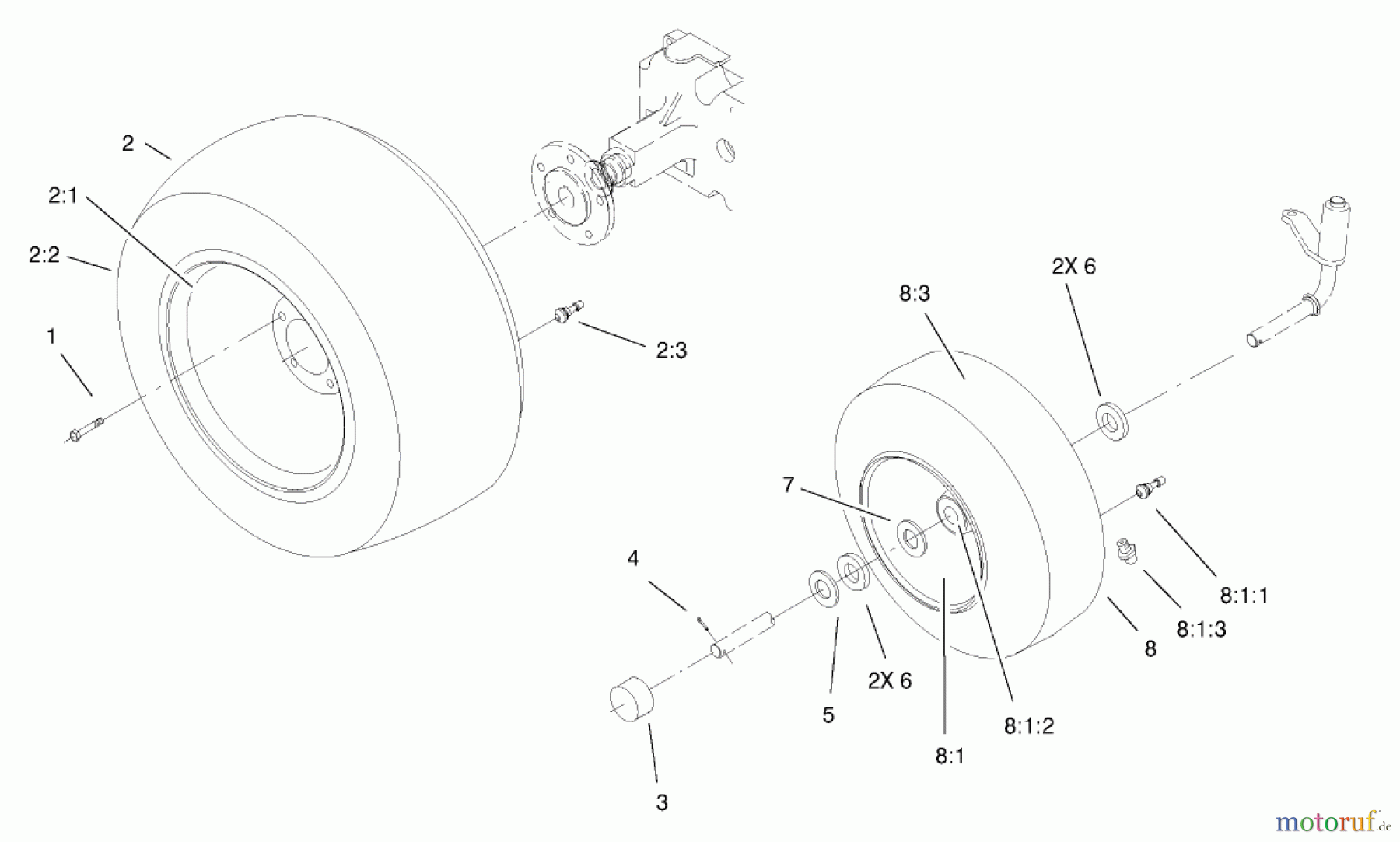 Toro Neu Mowers, Lawn & Garden Tractor Seite 1 73450 (315-8) - Toro 315-8 Garden Tractor, 2003 (230000001-230999999) WHEEL ASSEMBLY