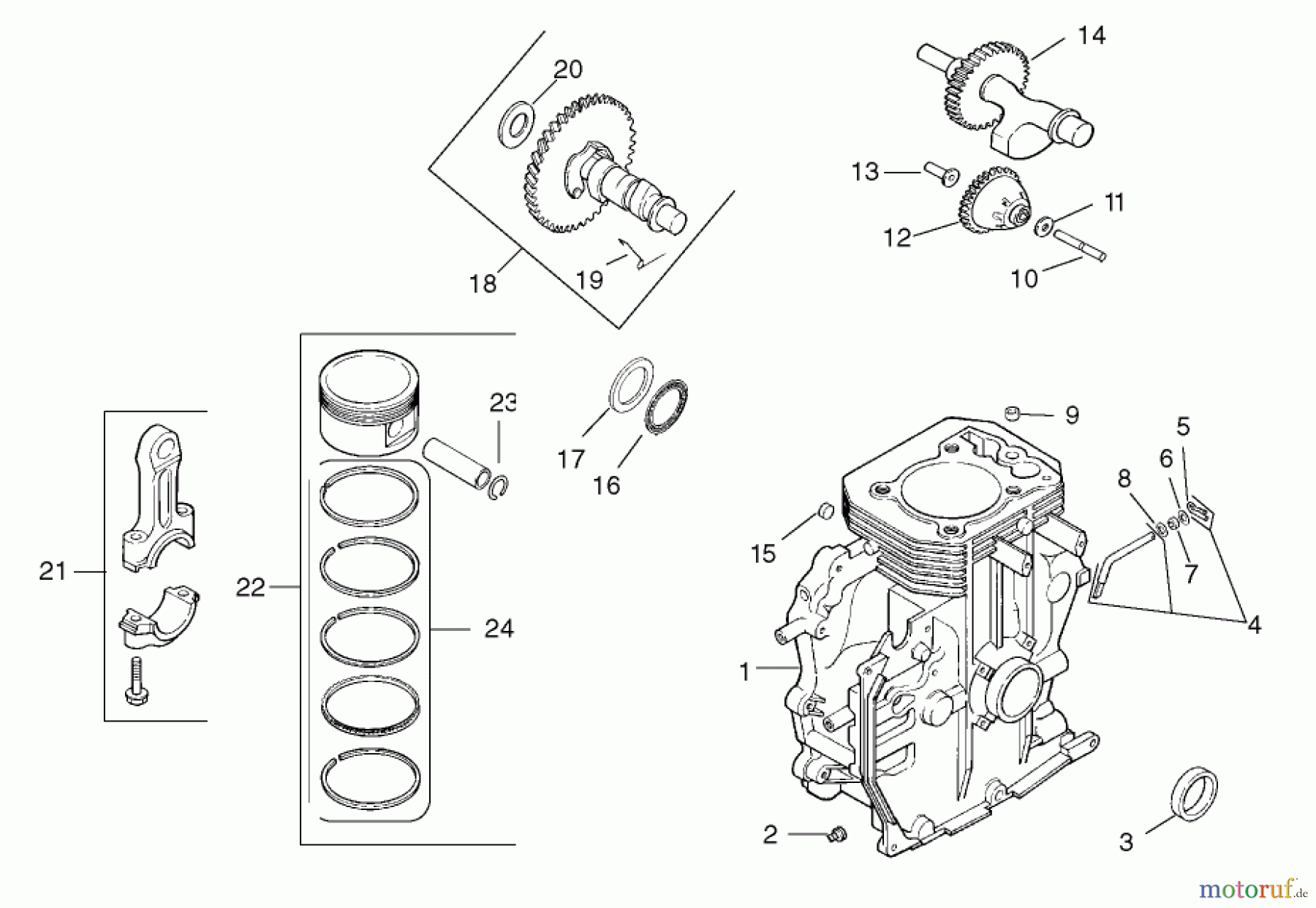 Toro Neu Mowers, Lawn & Garden Tractor Seite 1 73450 - Toro GT Classic Garden Tractor, 2005 (250000001-250999999) CRANKCASE ASSEMBLY KOHLER CH15S-44533
