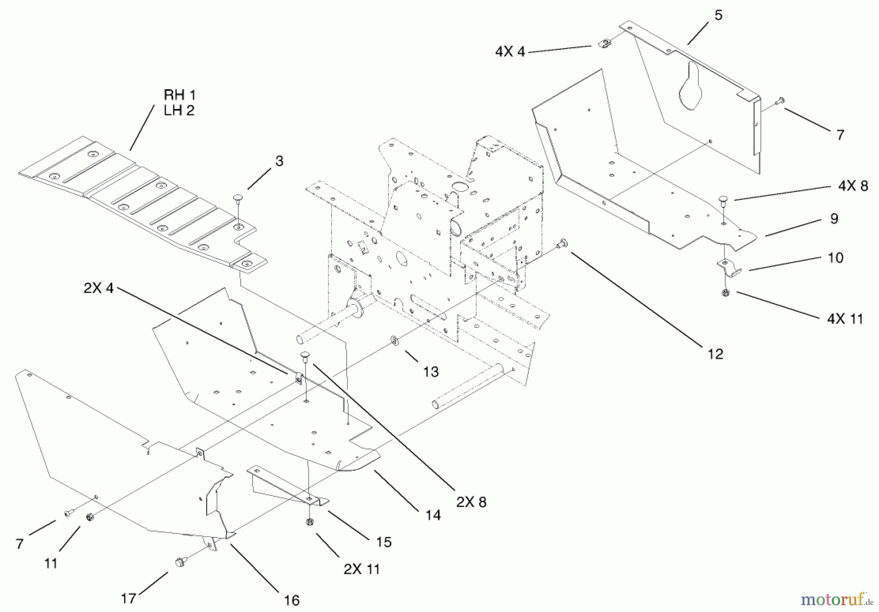 Toro Neu Mowers, Lawn & Garden Tractor Seite 1 73450 - Toro GT Classic Garden Tractor, 2005 (250000001-250999999) FOOTREST AND HOODSTAND SIDE COVER ASSEMBLY
