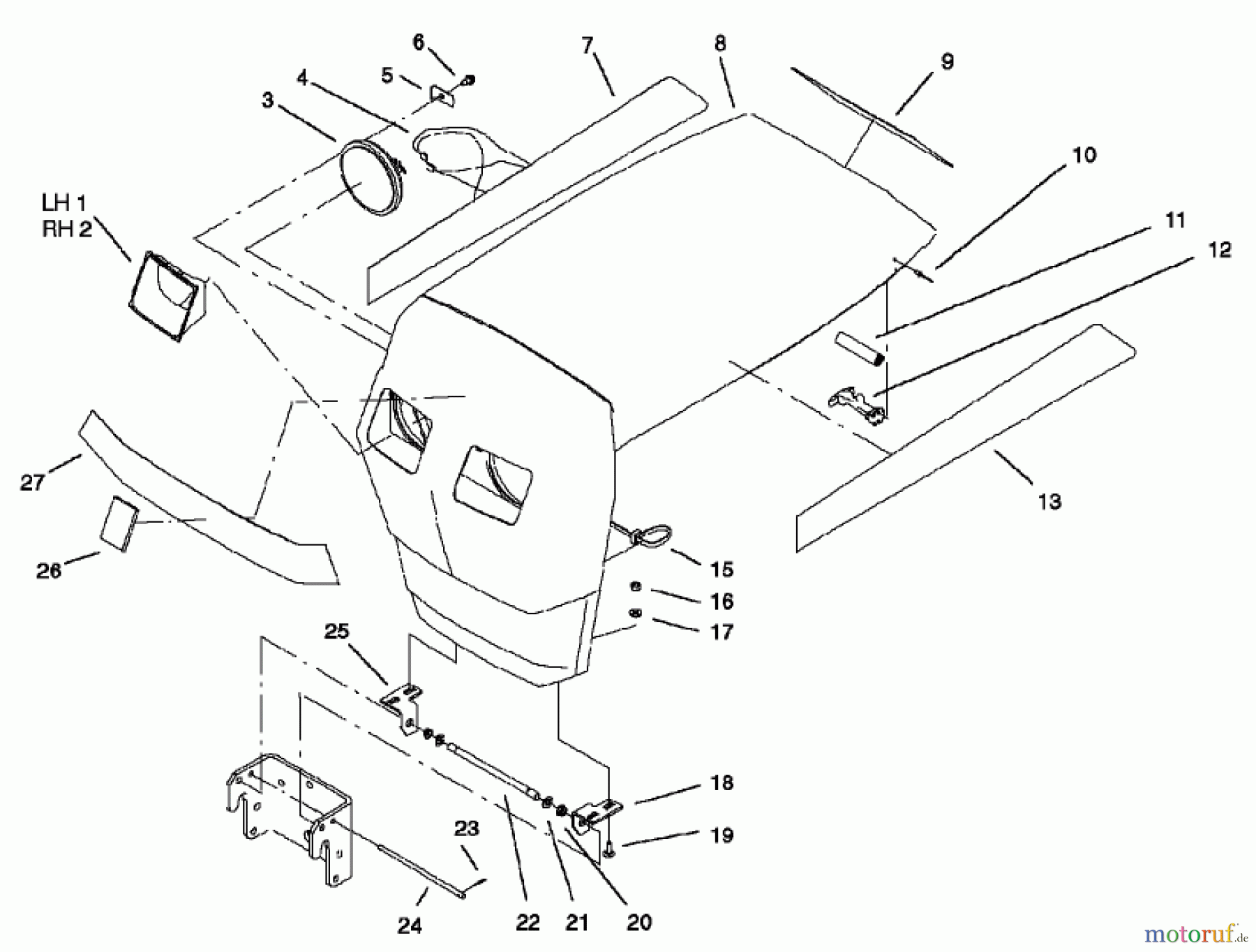 Toro Neu Mowers, Lawn & Garden Tractor Seite 1 73450 - Toro GT Classic Garden Tractor, 2005 (250000001-250999999) HOOD ASSEMBLY