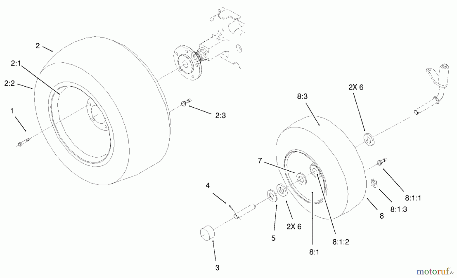 Toro Neu Mowers, Lawn & Garden Tractor Seite 1 73450 - Toro GT Classic Garden Tractor, 2005 (250000001-250999999) WHEEL ASSEMBLY