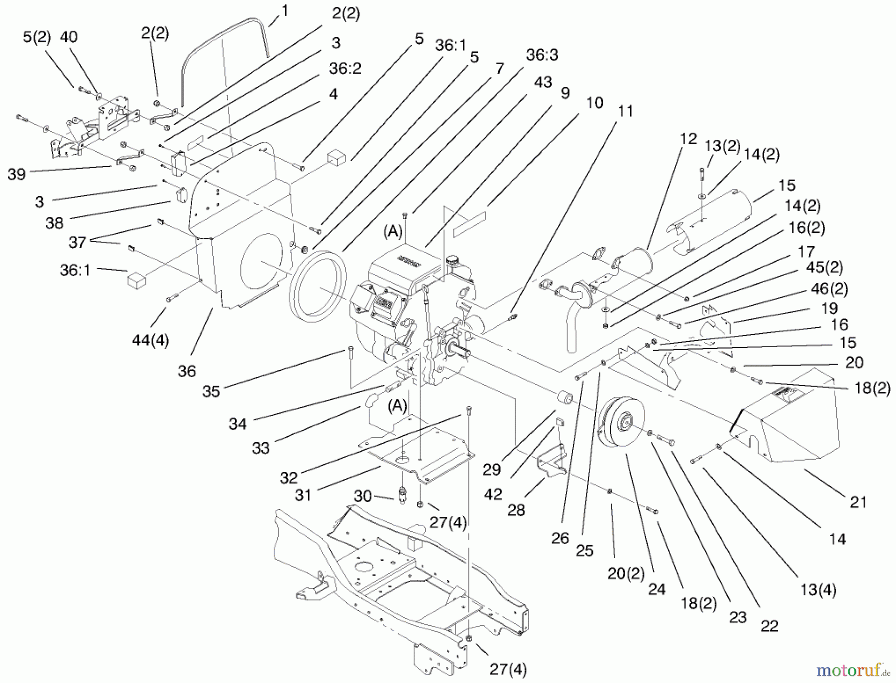 Toro Neu Mowers, Lawn & Garden Tractor Seite 1 73541 (520xi) - Toro 520xi Garden Tractor, 1998 (8900001-8999999) AIR COOLED ENGINE ASSEMBLY
