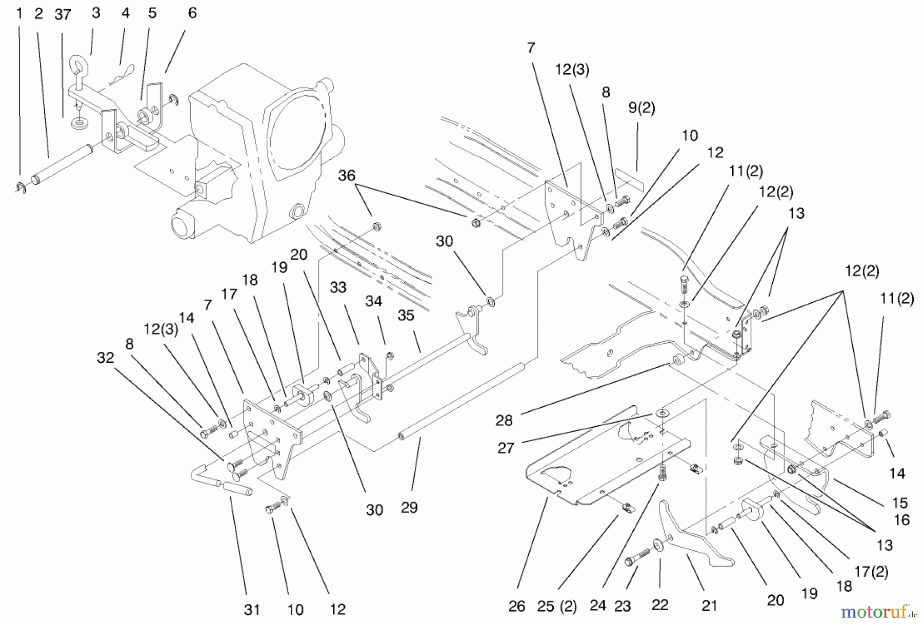 Toro Neu Mowers, Lawn & Garden Tractor Seite 1 73470 (518xi) - Toro 518xi Garden Tractor, 1998 (8900001-8999999) ATTACH A MATIC AND HITCH ASSEMBLY