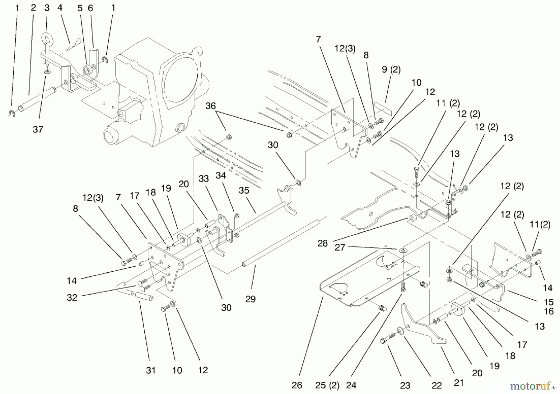 Toro Neu Mowers, Lawn & Garden Tractor Seite 1 73542 (520xi) - Toro 520xi Garden Tractor, 2000 (000000001-000999999) ATTACH-A-MATIC & HITCH ASSEMBLY