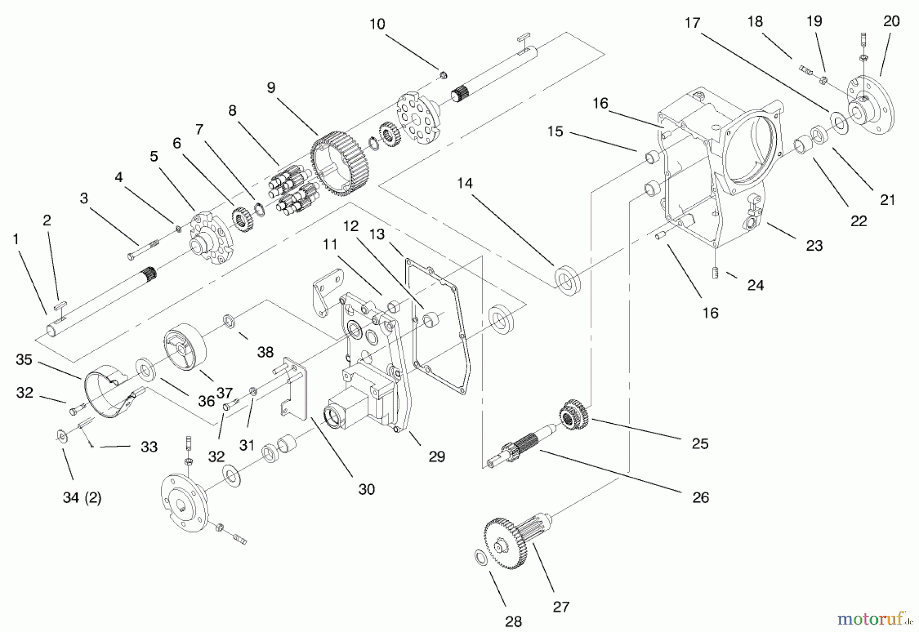  Toro Neu Mowers, Lawn & Garden Tractor Seite 1 73542 (520xi) - Toro 520xi Garden Tractor, 2000 (000000001-000999999) HYDRO TRANSAXLE ASSEMBLY #1