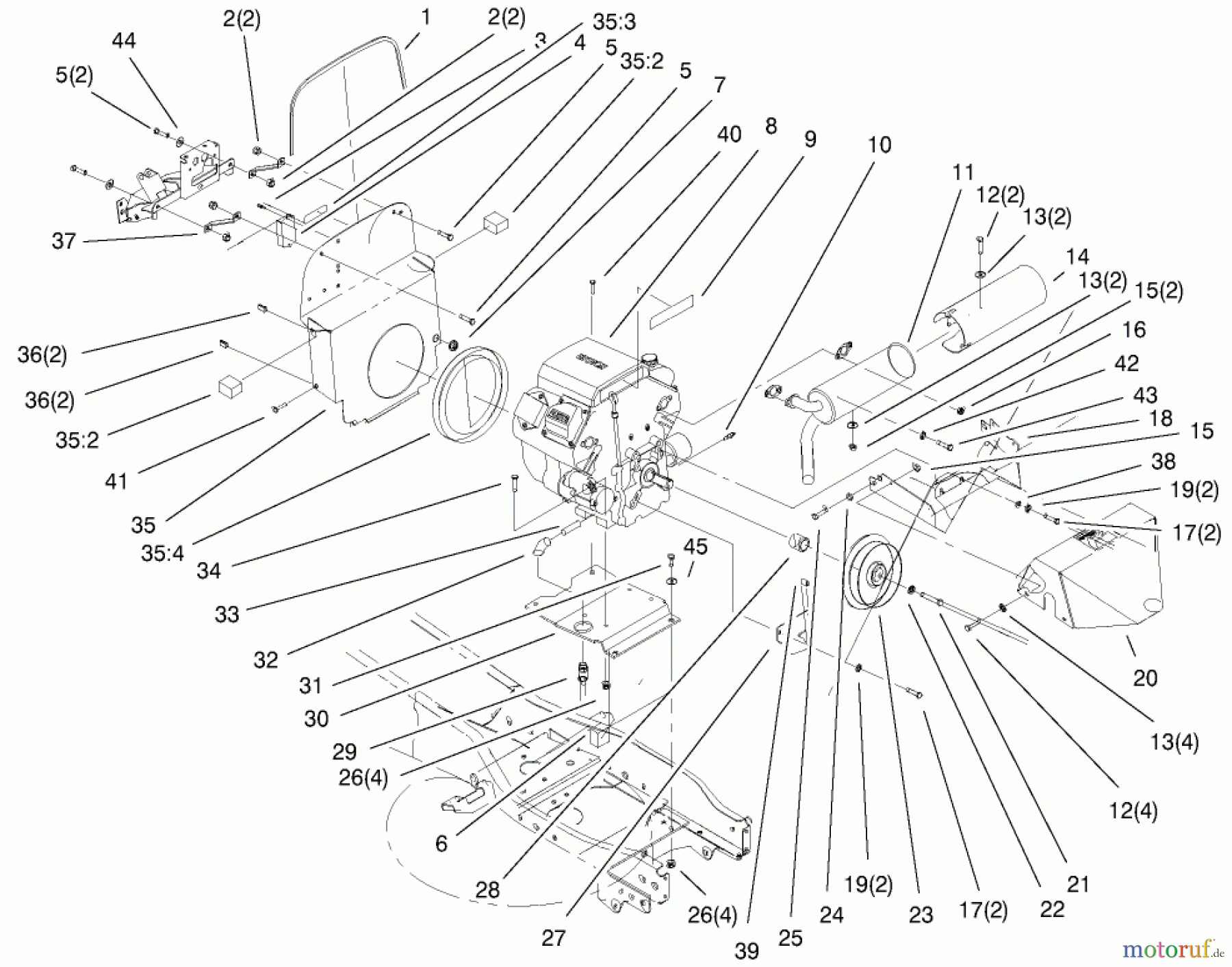 Toro Neu Mowers, Lawn & Garden Tractor Seite 1 73570 (520xi) - Toro 520xi Garden Tractor, 2000 (200000001-200999999) AIR COOLED ENGINE ASSEMBLY