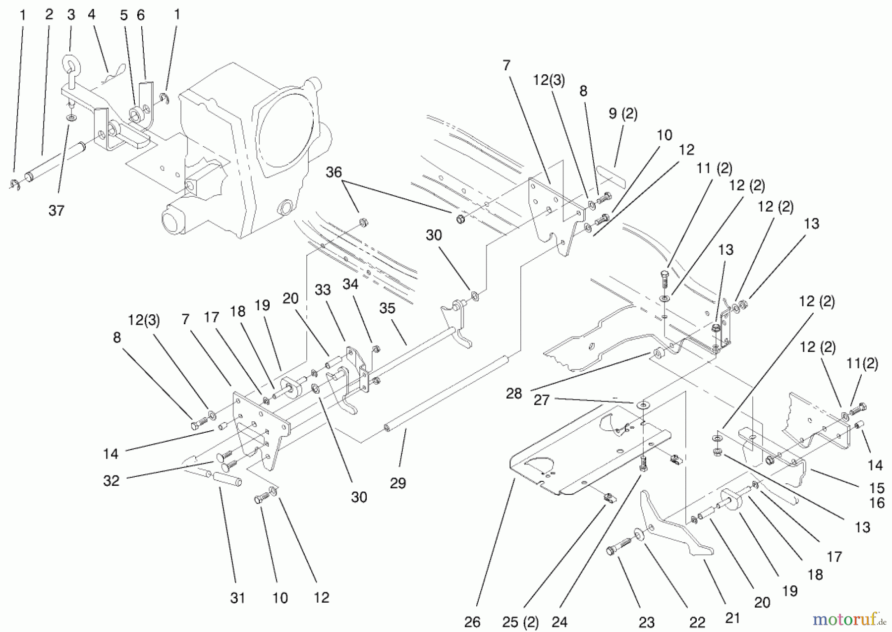 Toro Neu Mowers, Lawn & Garden Tractor Seite 1 73471 (518xi) - Toro 518xi Garden Tractor, 2000 (200000001-200999999) ATTACH-A-MATIC & HITCH ASSEMBLY