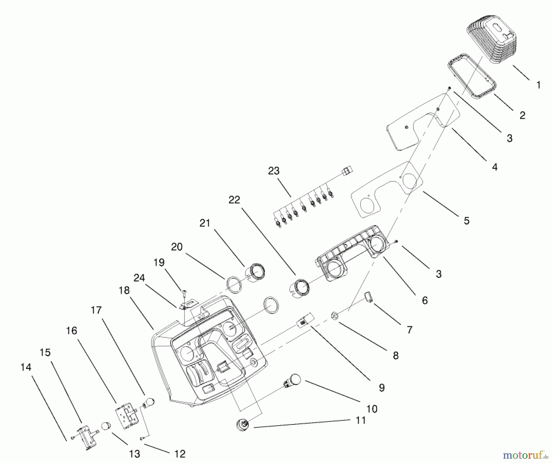 Toro Neu Mowers, Lawn & Garden Tractor Seite 1 73570 (520xi) - Toro 520xi Garden Tractor, 2000 (200000001-200999999) DASH ASSEMBLY
