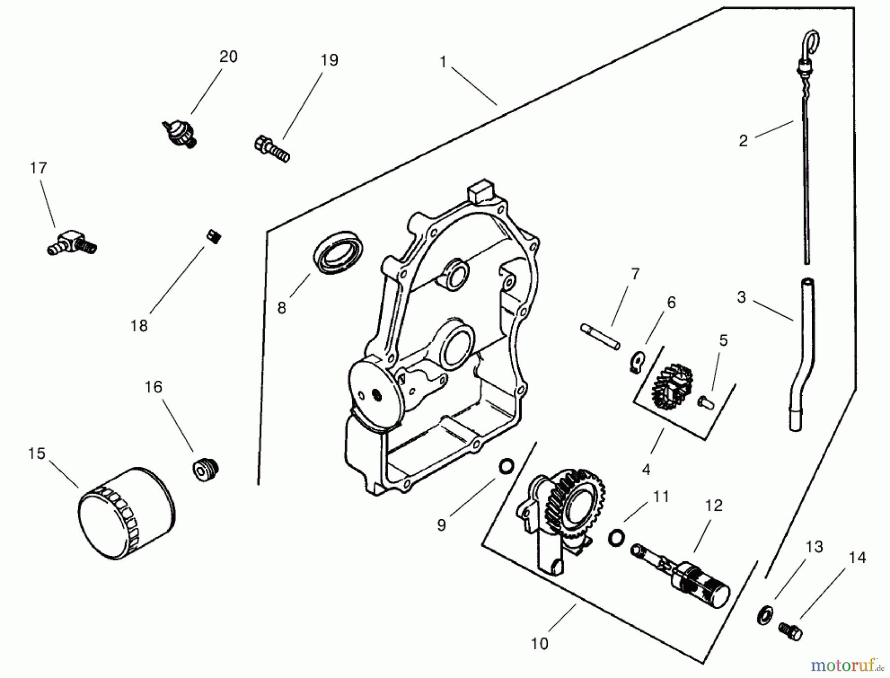  Toro Neu Mowers, Lawn & Garden Tractor Seite 1 73570 (520xi) - Toro 520xi Garden Tractor, 2000 (200000001-200999999) GROUP 3-OIL PAN/LUBRICATION (MODELS 73542 & 73570)