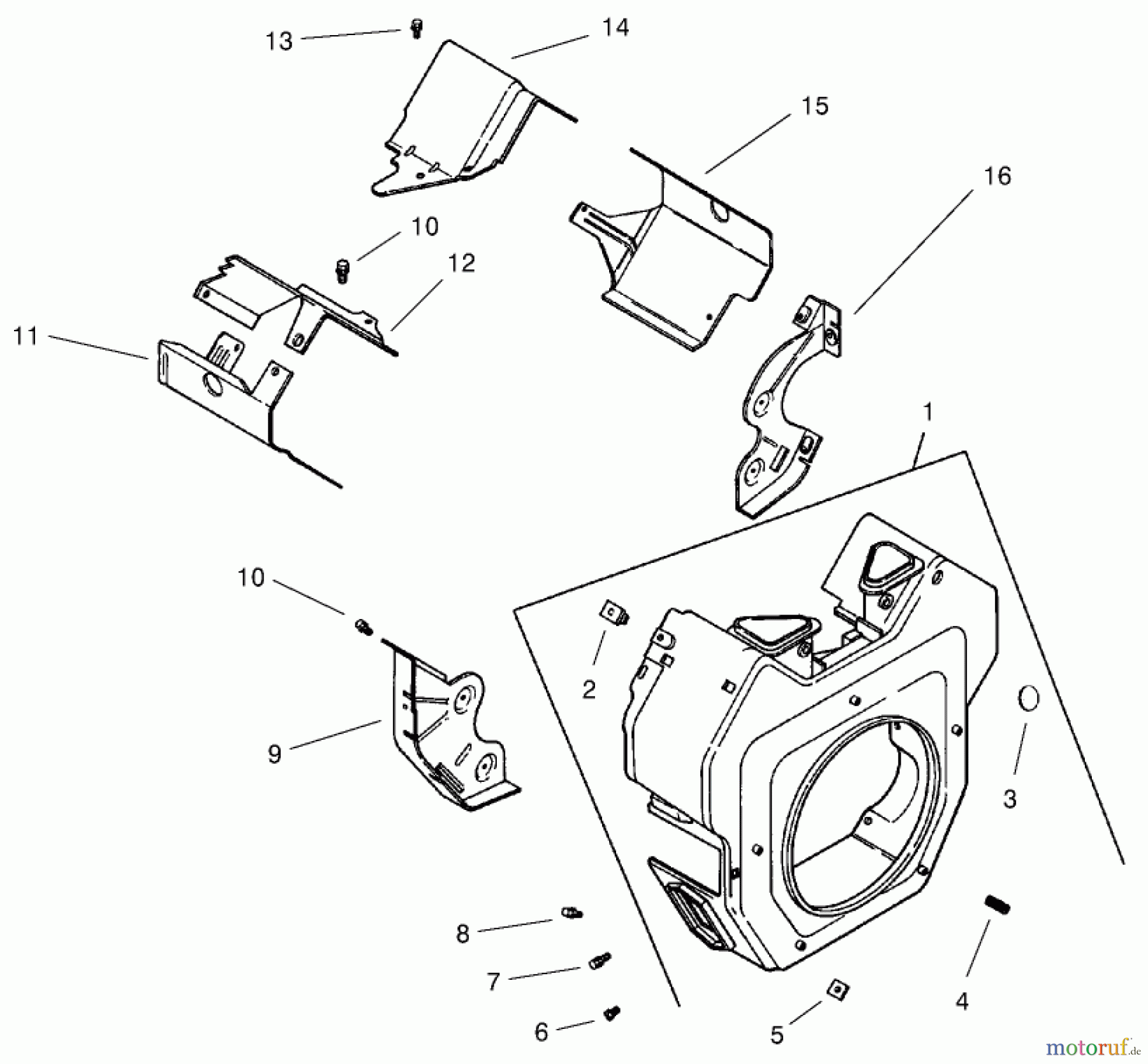 Toro Neu Mowers, Lawn & Garden Tractor Seite 1 73471 (518xi) - Toro 518xi Garden Tractor, 2000 (200000001-200999999) GROUP 6-BLOWER HOUSING & BAFFLES (MODEL 73471 ONLY)