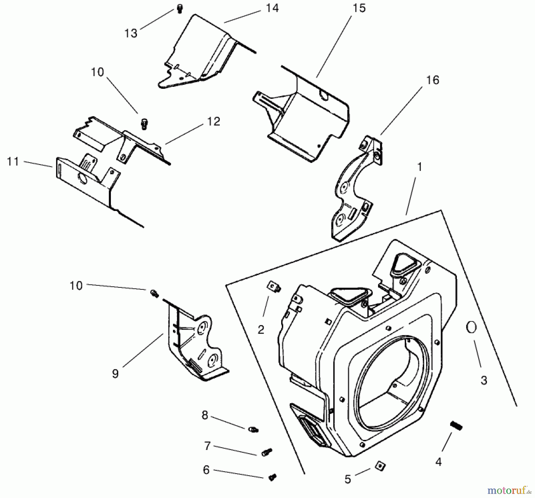 Toro Neu Mowers, Lawn & Garden Tractor Seite 1 73570 (520xi) - Toro 520xi Garden Tractor, 2000 (200000001-200999999) GROUP 6-BLOWER HOUSING & BAFFLES (MODELS 73542 & 73570)