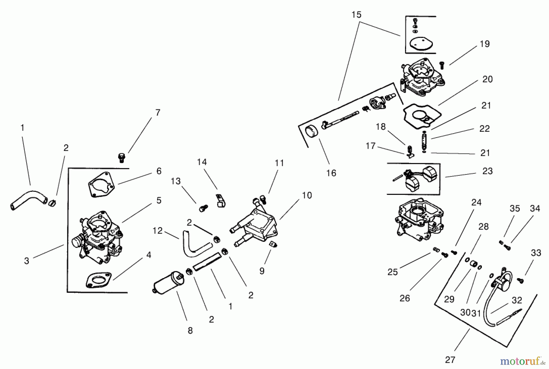  Toro Neu Mowers, Lawn & Garden Tractor Seite 1 73471 (518xi) - Toro 518xi Garden Tractor, 2000 (200000001-200999999) GROUP 8-FUEL SYSTEM (MODELS 73542 & 73570)
