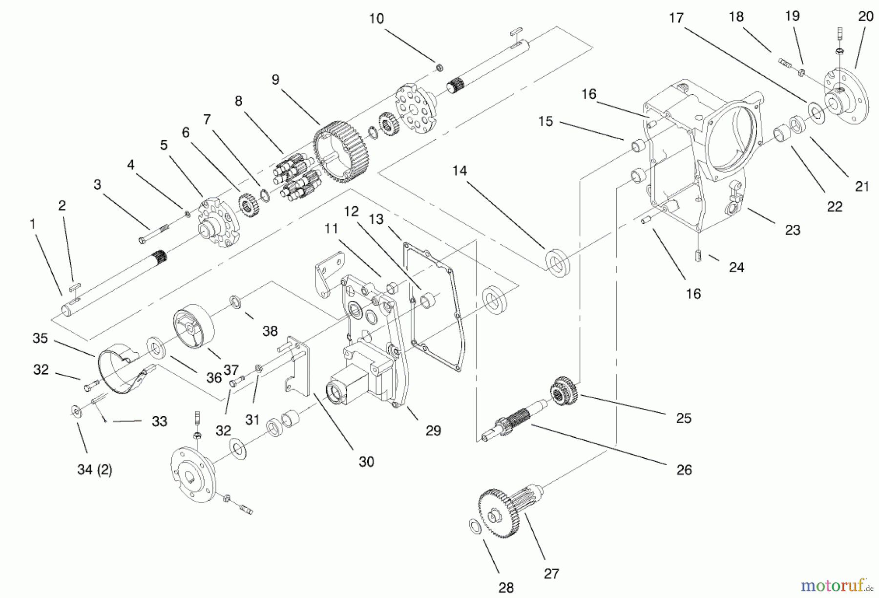  Toro Neu Mowers, Lawn & Garden Tractor Seite 1 73570 (520xi) - Toro 520xi Garden Tractor, 2000 (200000001-200999999) HYDRO TRANSAXLE ASSEMBLY #1