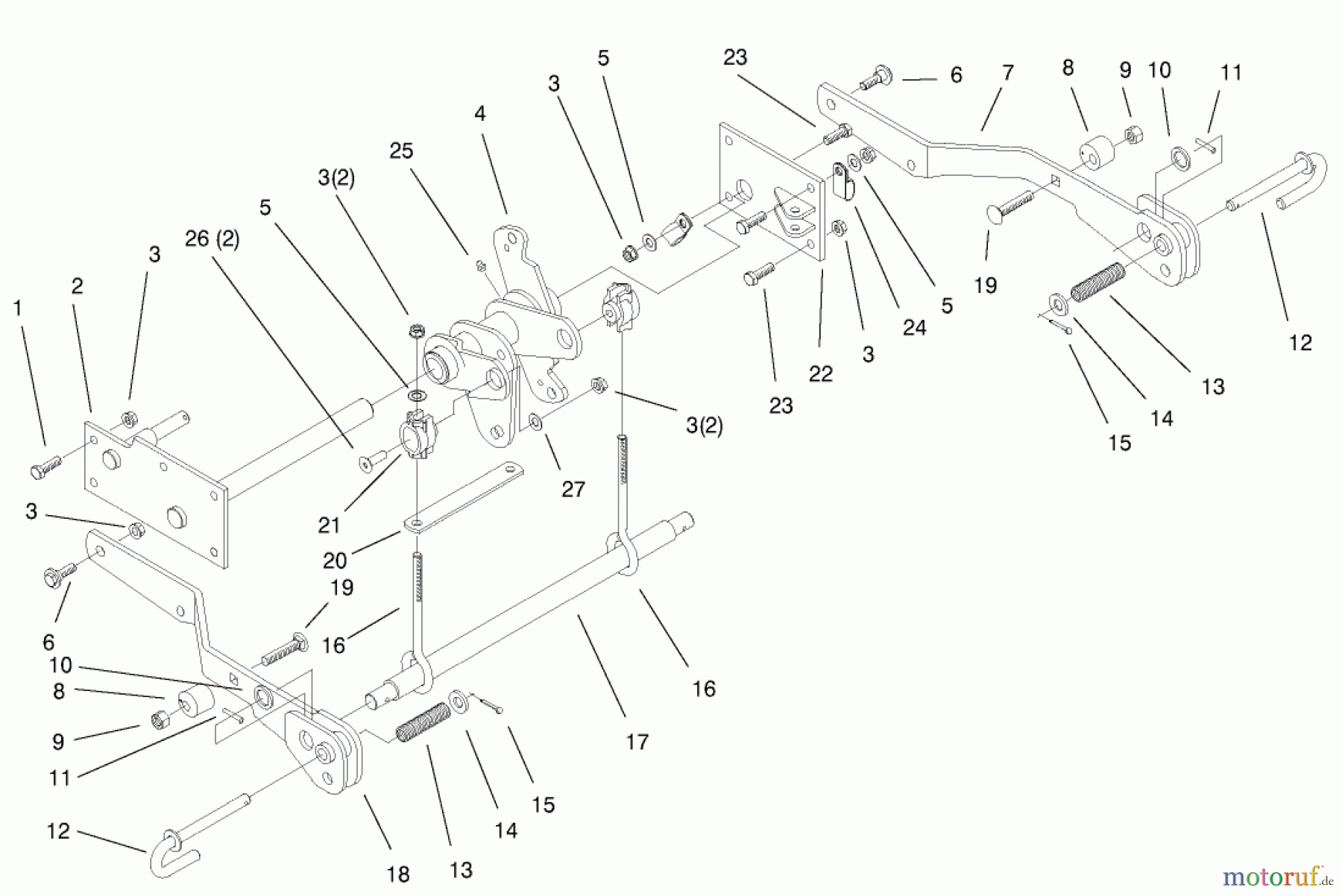  Toro Neu Mowers, Lawn & Garden Tractor Seite 1 73471 (518xi) - Toro 518xi Garden Tractor, 2000 (200000001-200999999) LOWER HYDRO LIFT ASSEMBLY